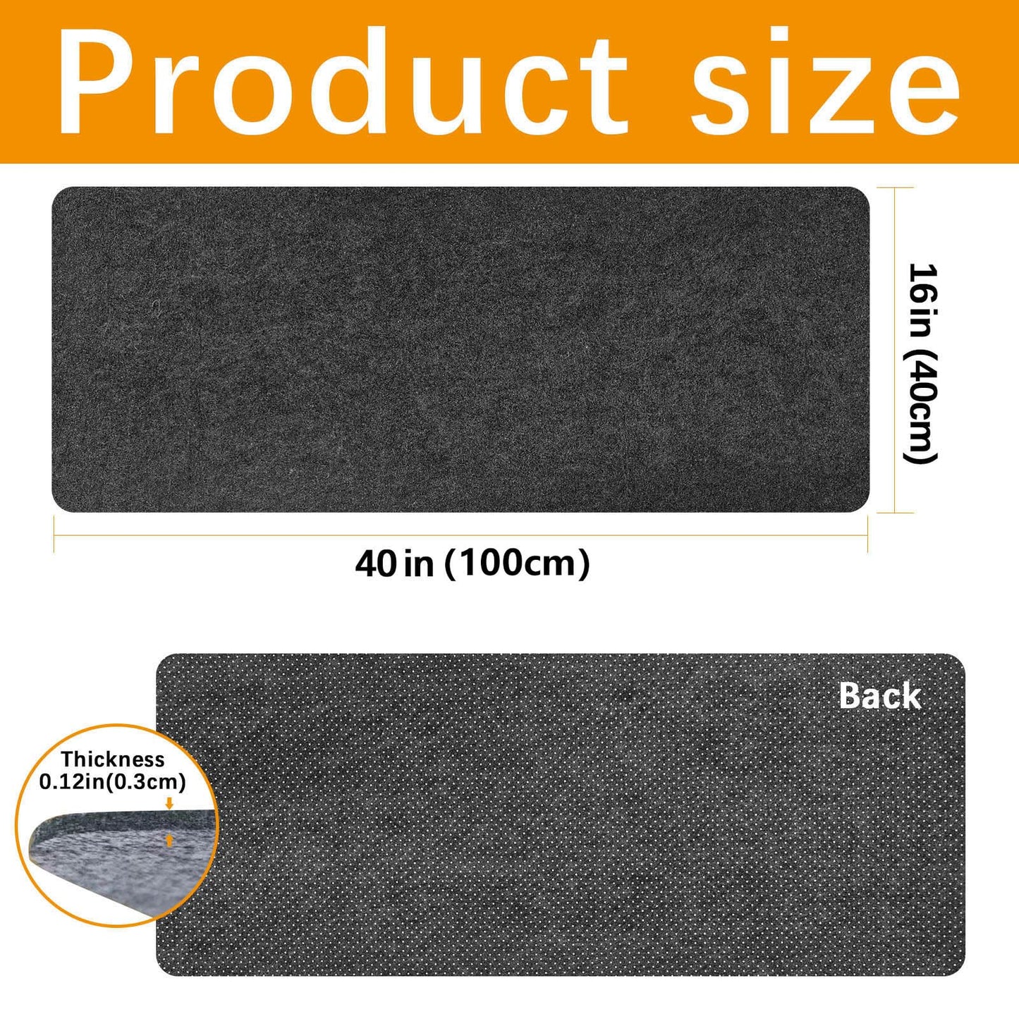 2 PCS Large Felt Desk mat, 40''x16'' with Non-Slip Full Desk Mouse Pad,Office Computer Desk for