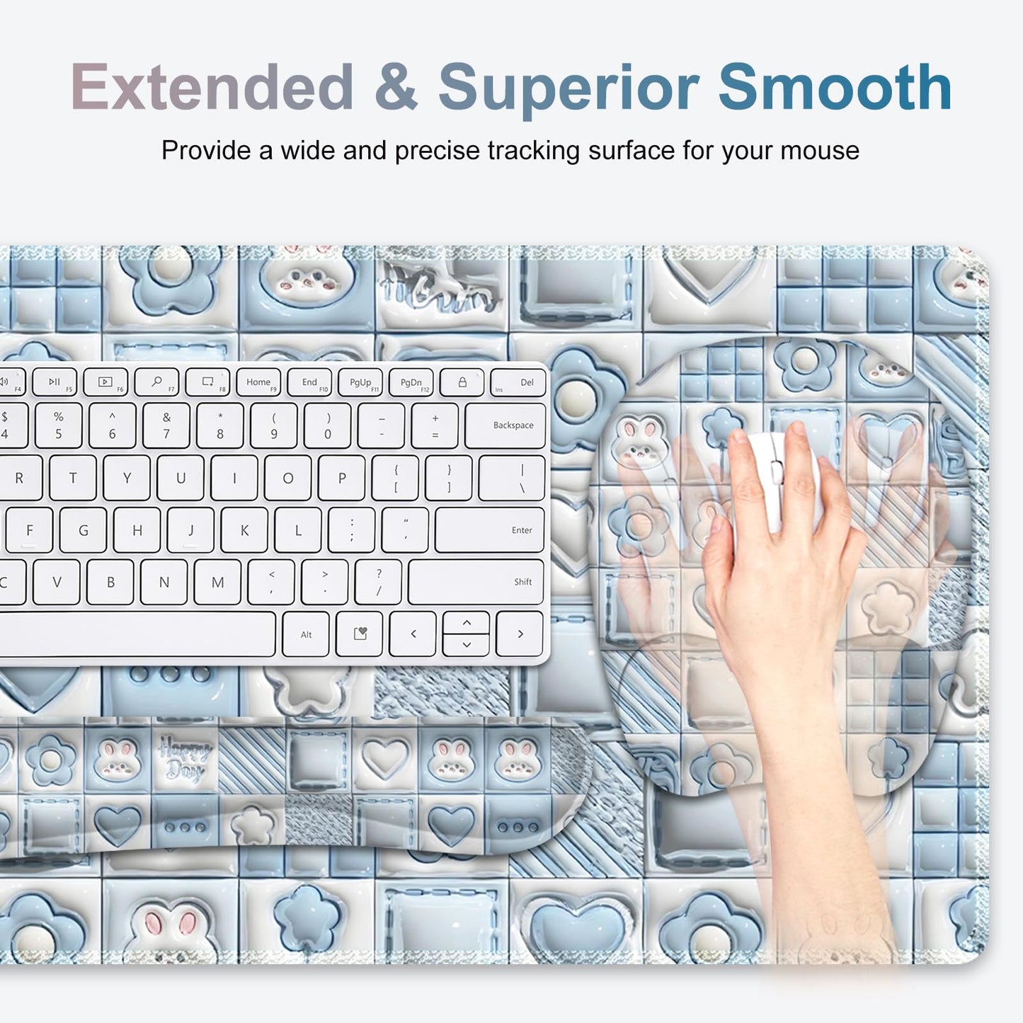 4 in 1 Large Mouse Pad, Keyboard Wrist Rest Set, Ergonomic Mouse Pad with Wrist Support, Desk Mat