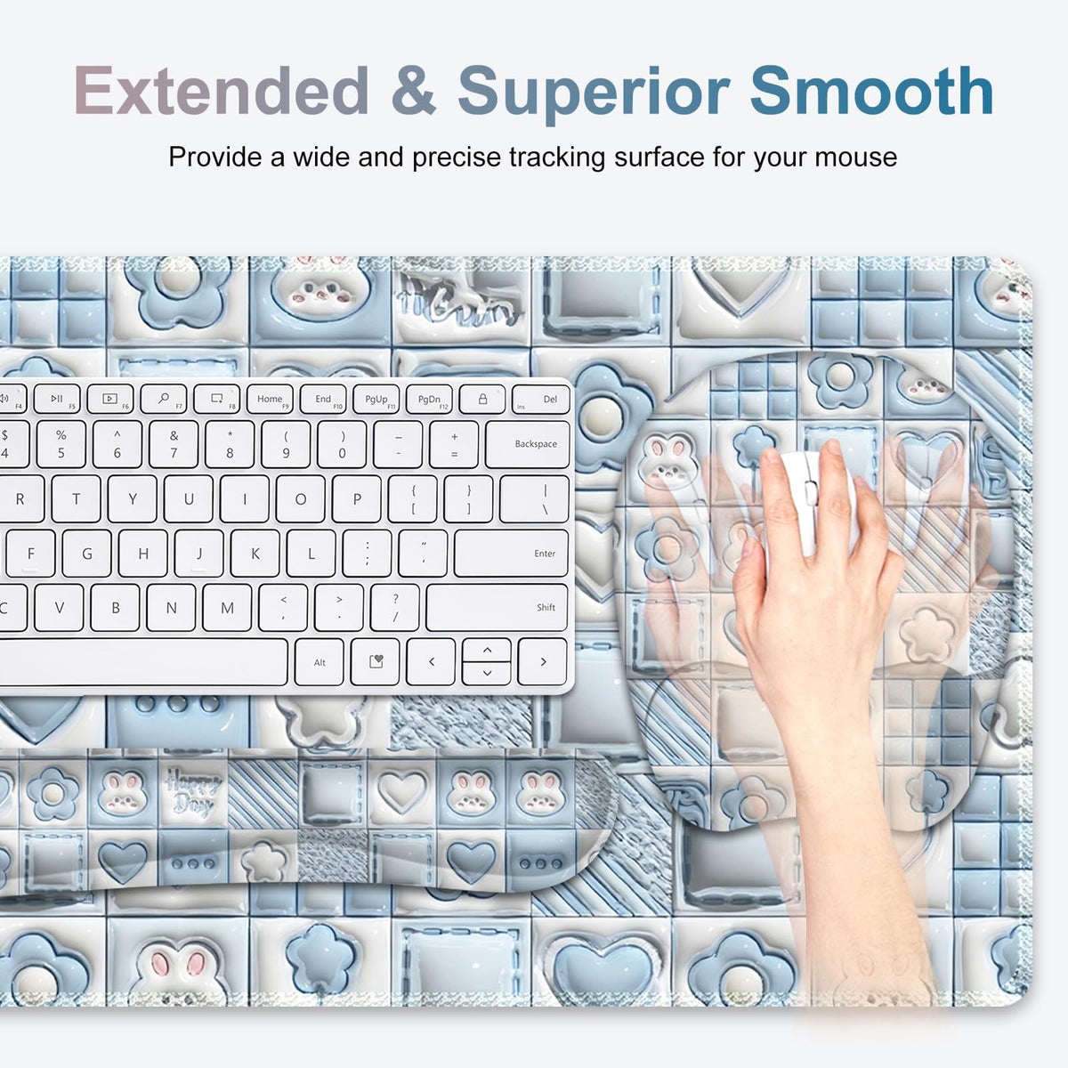 4 in 1 Large Mouse Pad, Keyboard Wrist Rest Set, Ergonomic Mouse Pad with Wrist Support, Desk Mat