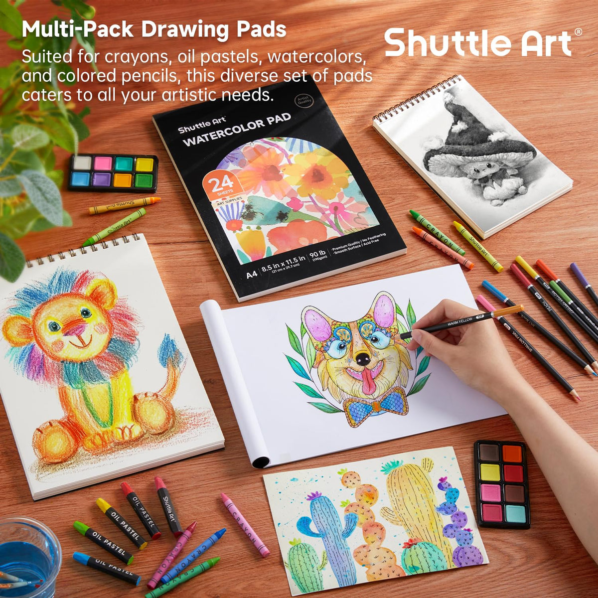 Shuttle Art 149 Piece Deluxe Art Set, Art Supplies in Wooden Case, Painting Drawing Art Kit with