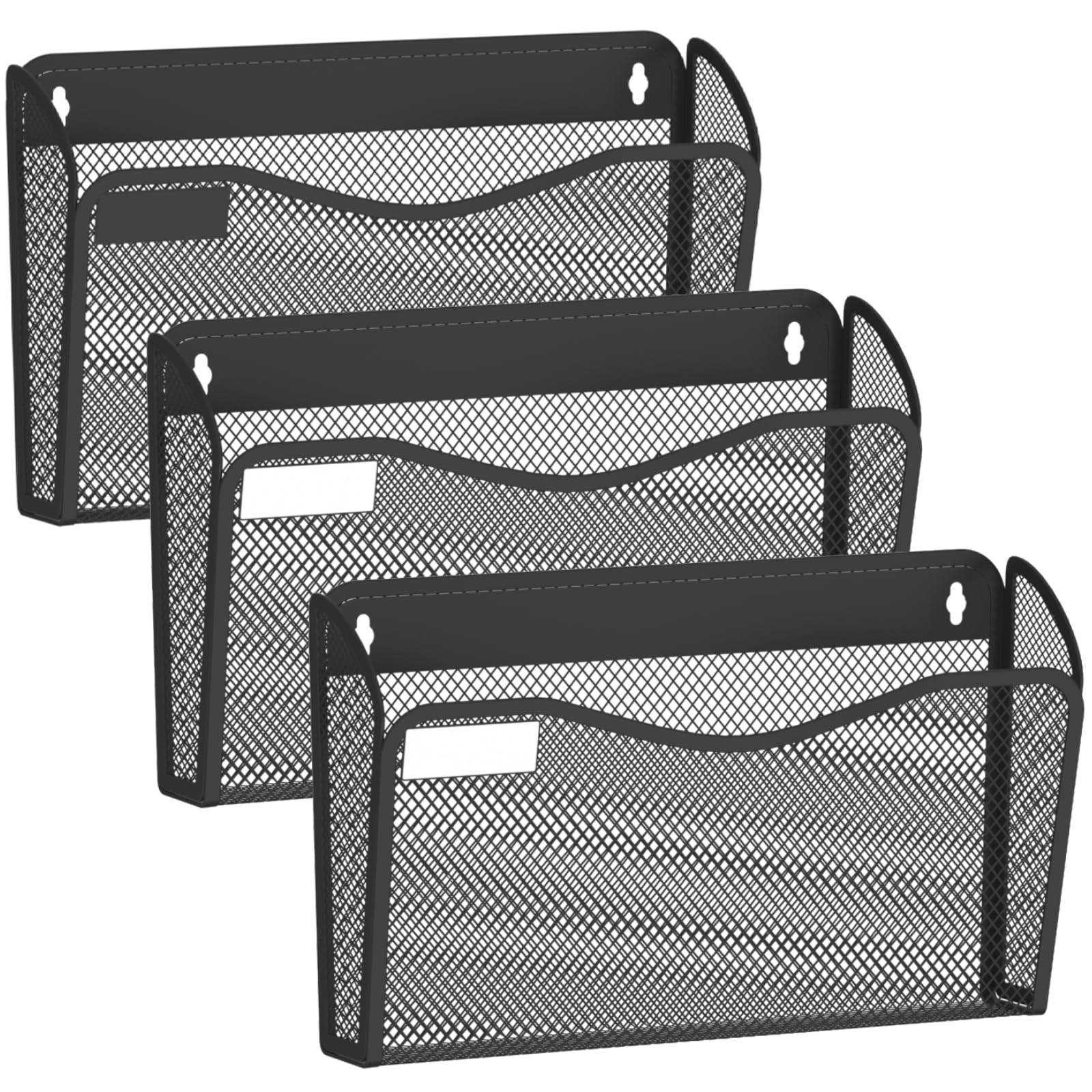 BOHDK Wall File Organizer, 3 Single Pockets Mesh Hanging File Organizer, Mount Document Magazine