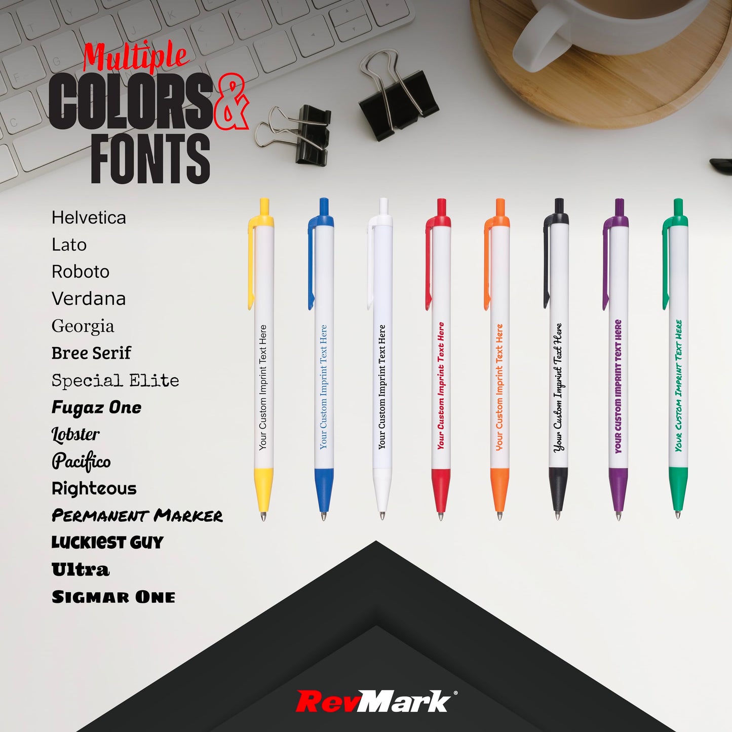 RevMark Personalized Ballpoint Pen, Custom Printed Name, Business or Event Information, Timeless