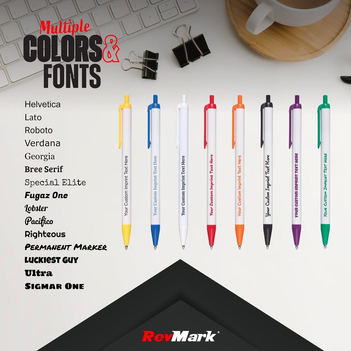 RevMark Personalized Ballpoint Pen, Custom Printed Name, Business or Event Information, Timeless