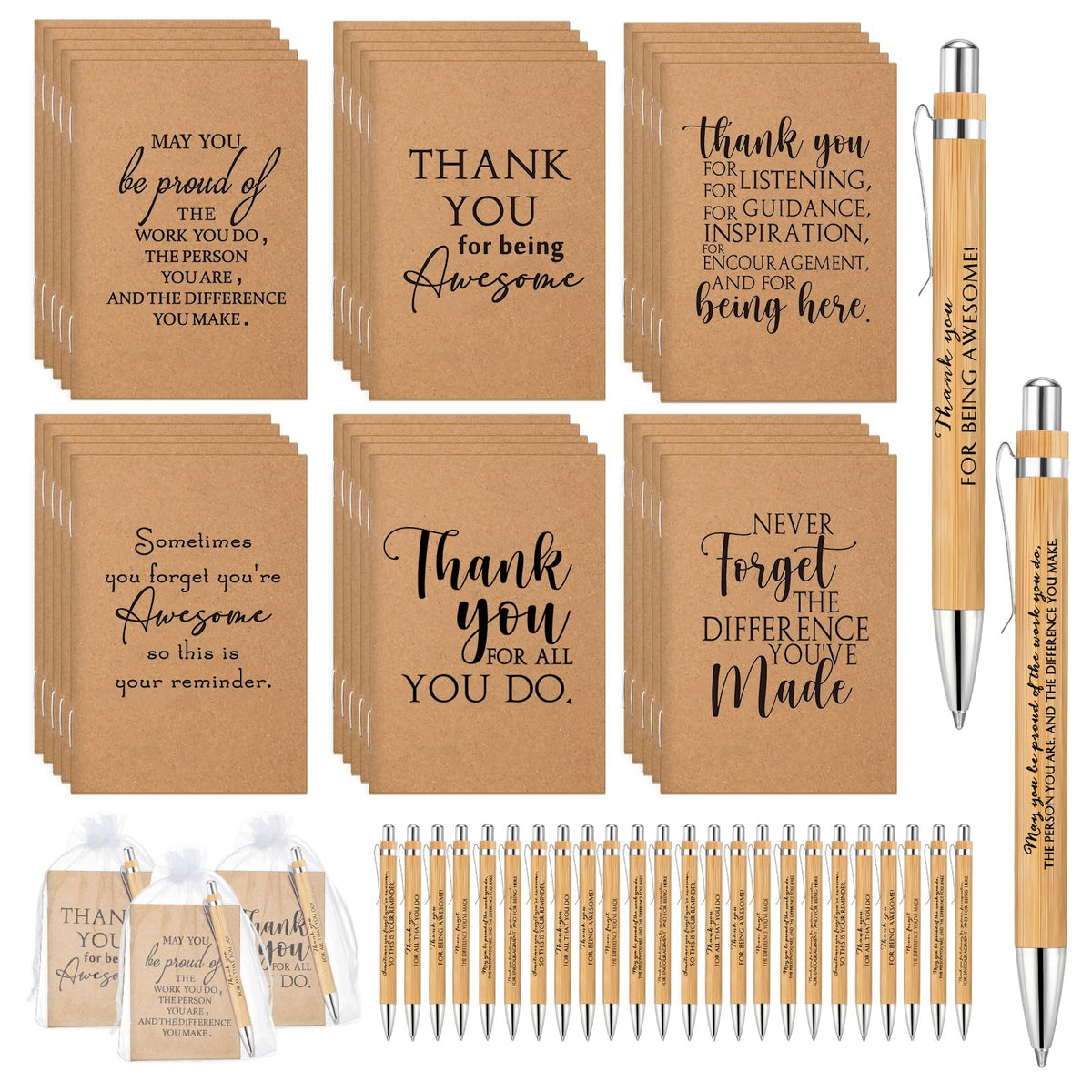 Teling 30 Sets Employee Appreciation Gifts Include Thank You Notebook Inspirational Wooden