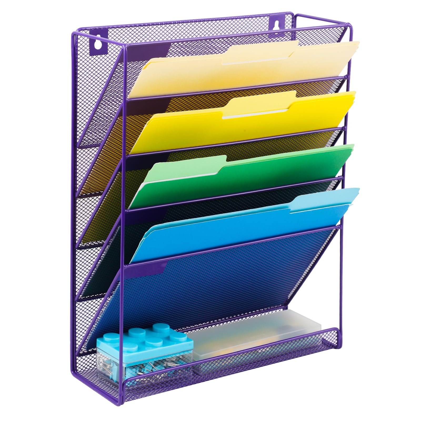 EASEPRES Desk File Organizer Mesh 6-Tier, Hanging Wall Mount Document Organization Stand, Desktop