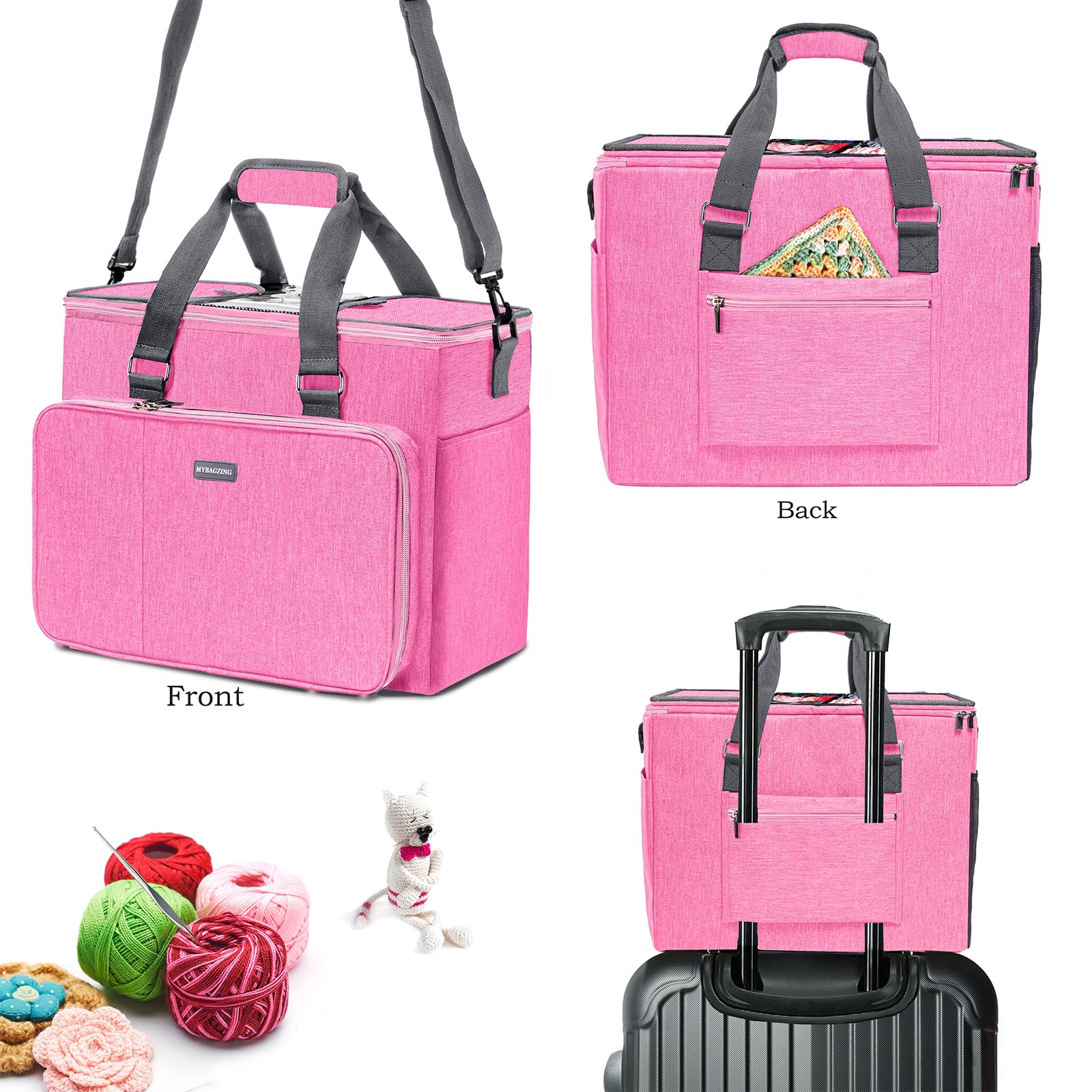 MYBAGZING Knitting Bag, Large Yarn Storage Organizer, Crochet Bags and Totes, Yarn Bags for