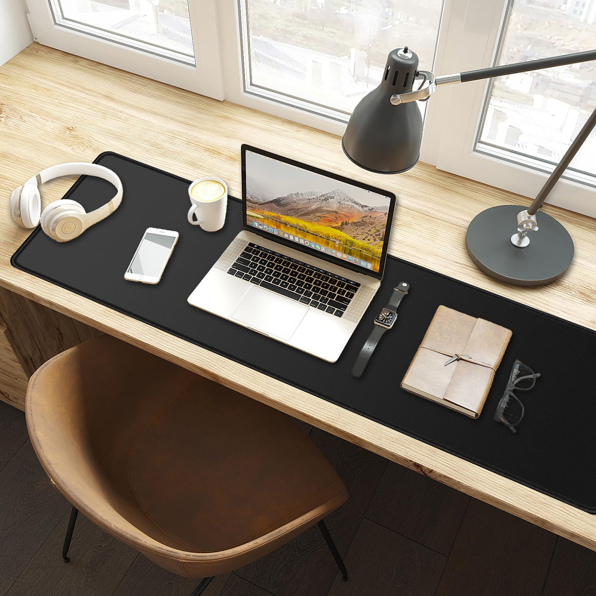 LL-COEUR XXL Black Mouse Pad Gaming Keyboard Mat Laptop Office Desk Mat (47.2" x 11.8" x 0.12")