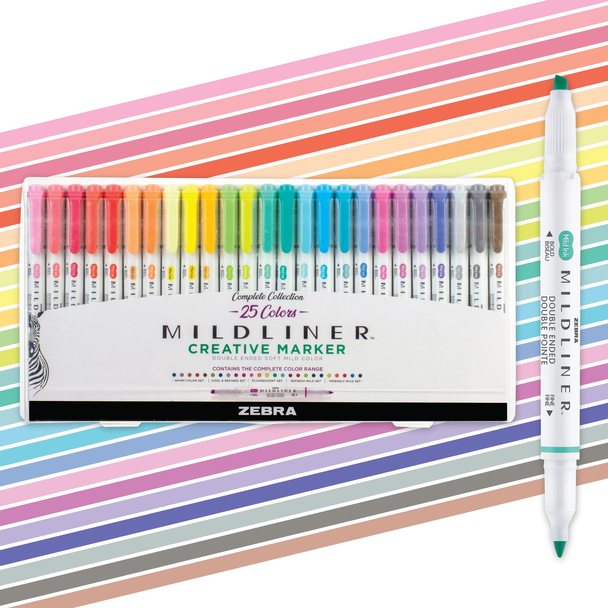 Zebra Pen MILDLINER No Bleed Highlighter, Assorted Colors, Dual Tip, 25-Pk