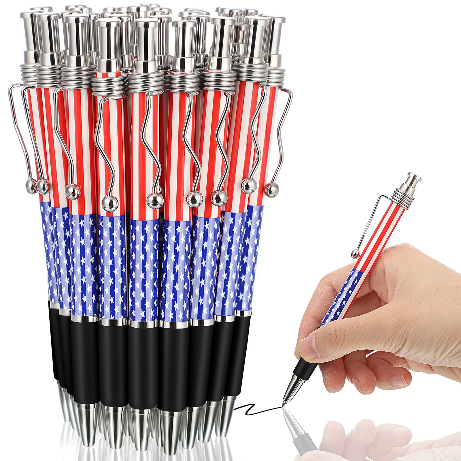 Tenare 64 Pcs American Flag Ballpoint Pens 1.0 Mm Black Ink USA, Patriotic