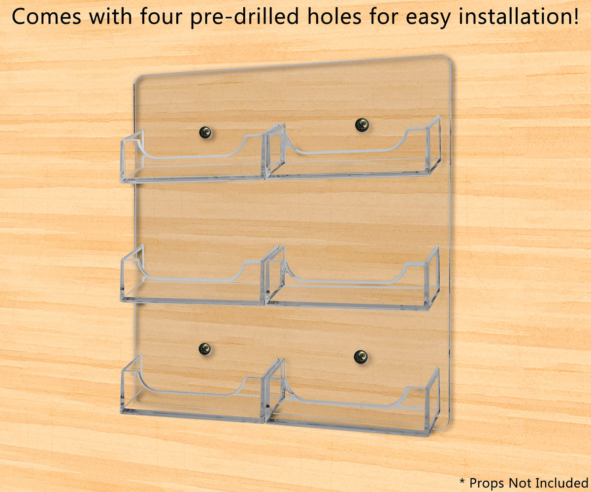 Marketing Holders Hanging Business Card Holder with Hardware 6 Pocket Clear Acrylic Wall Mount