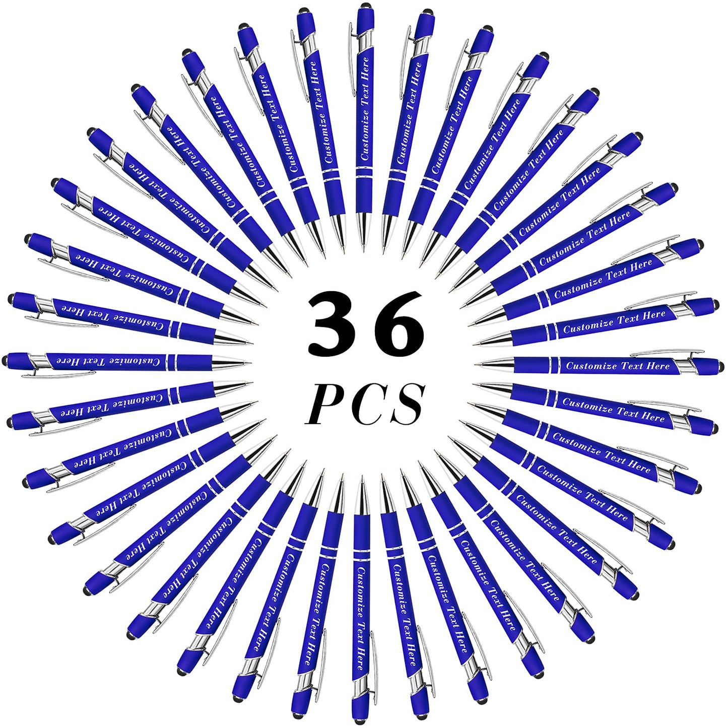 Personalized Pens Bulk with Stylus Tip 36 Pcs Custom Engraving Ballpoint Pens with Name Message