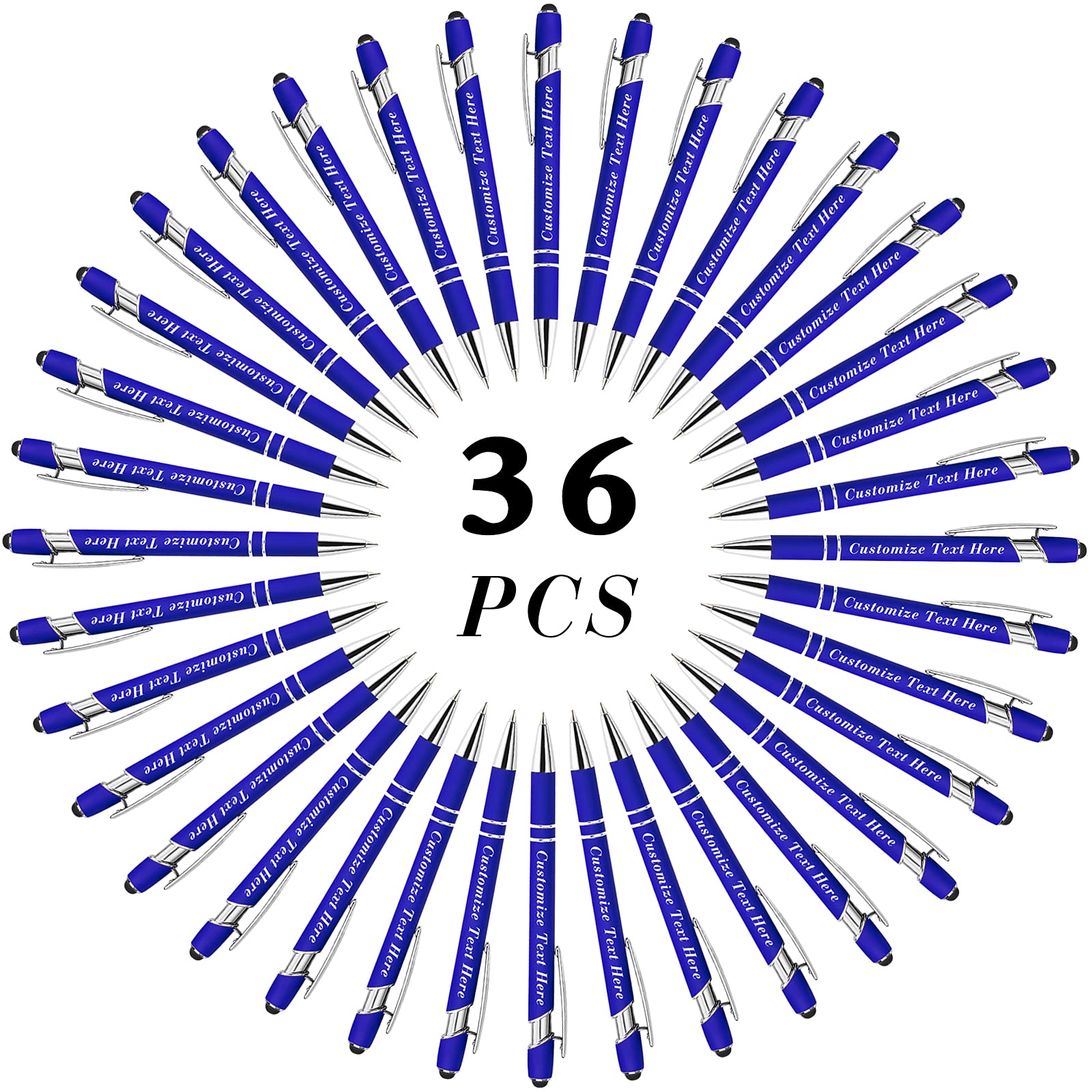 Personalized Pens Bulk with Stylus Tip 36 Pcs Custom Engraving Ballpoint Pens with Name Message