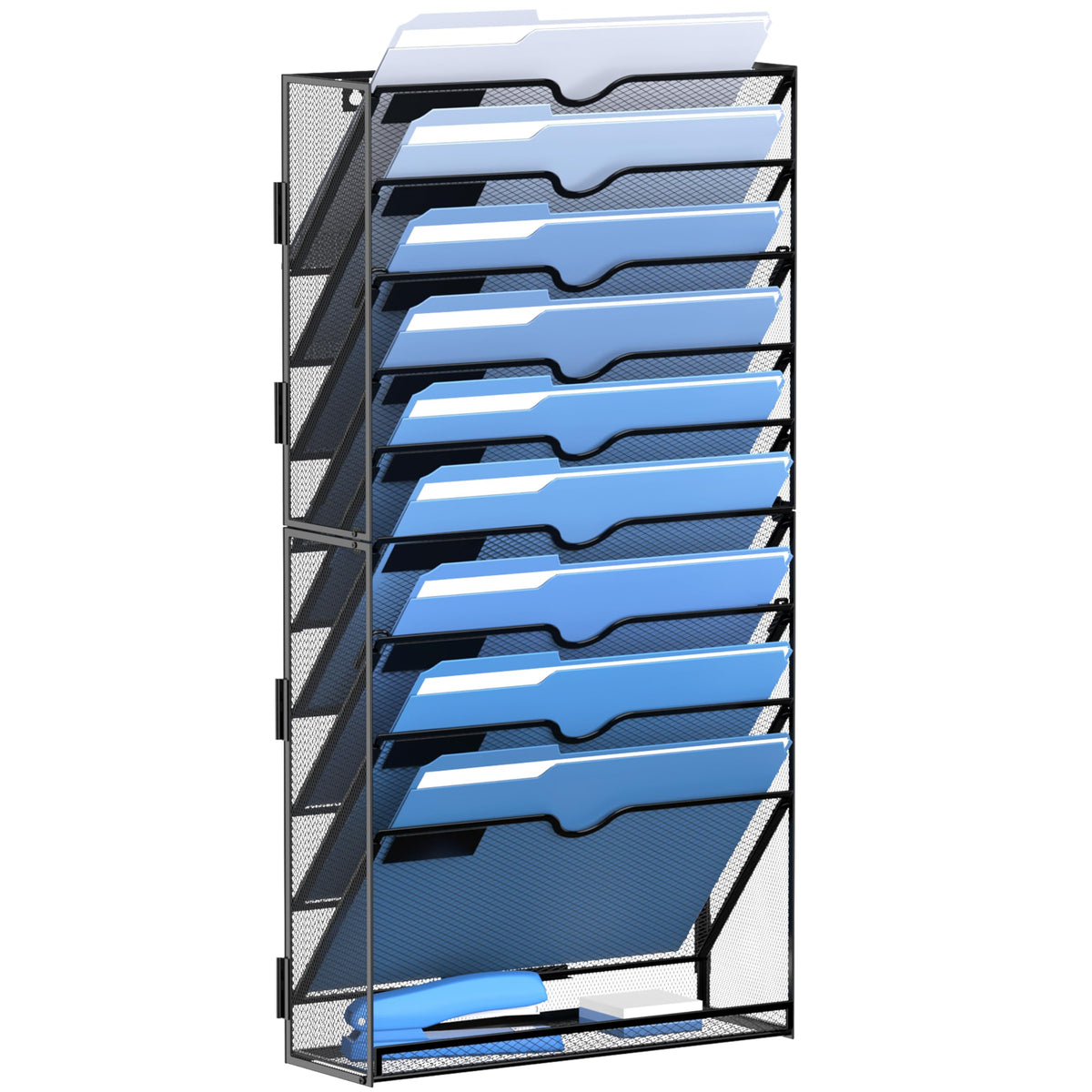 DALTACK Wall File Holder 10 Tier Hanging Wall File Organizer, for Papers Mails Folders Clipboard