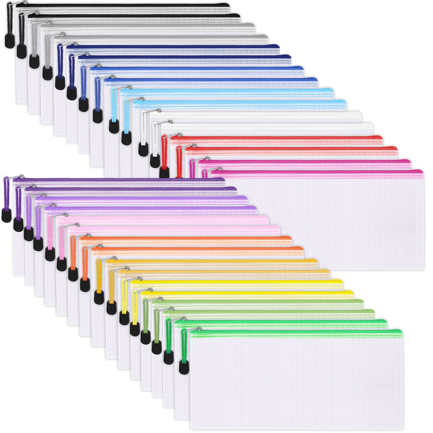EOOUT 72pcs Pencil Pouches, Small Mesh Zipper Pouch, 16 Colors, 9.5x4.5 Inches for Bills, Cash