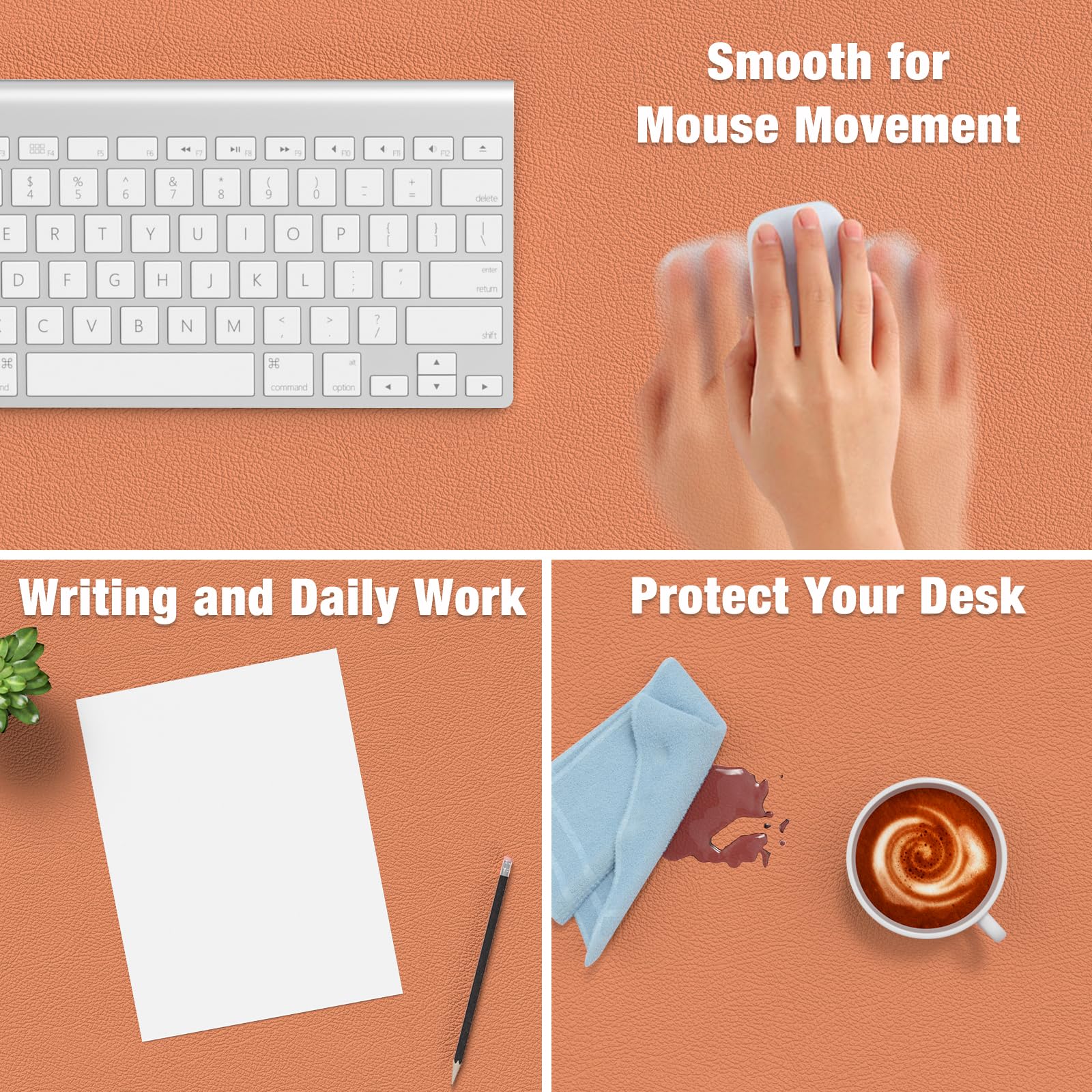 Hsurbtra Desk Pad, 35.5" x 17" PU Leather Desk Mat, XXL Extended Mouse Pad, Waterproof Desktop