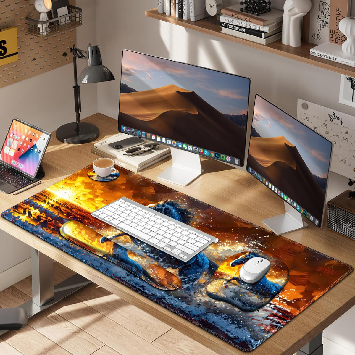 Large Mouse Pad, Keyboard Wrist Rest Set, Ergonomic Mouse Pad with Wrist Support, Desk Mat with
