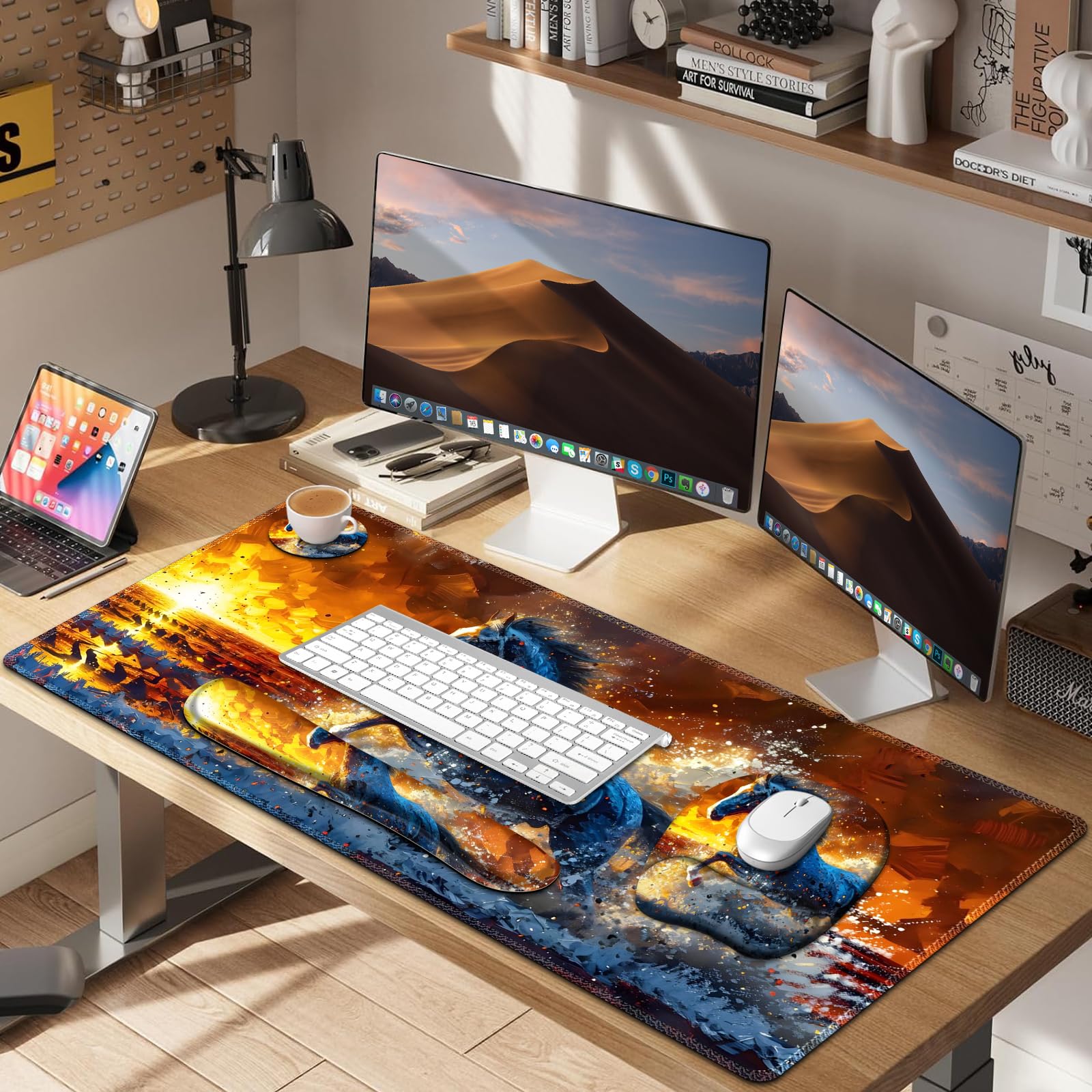 Large Mouse Pad, Keyboard Wrist Rest Set, Ergonomic Mouse Pad with Wrist Support, Desk Mat with