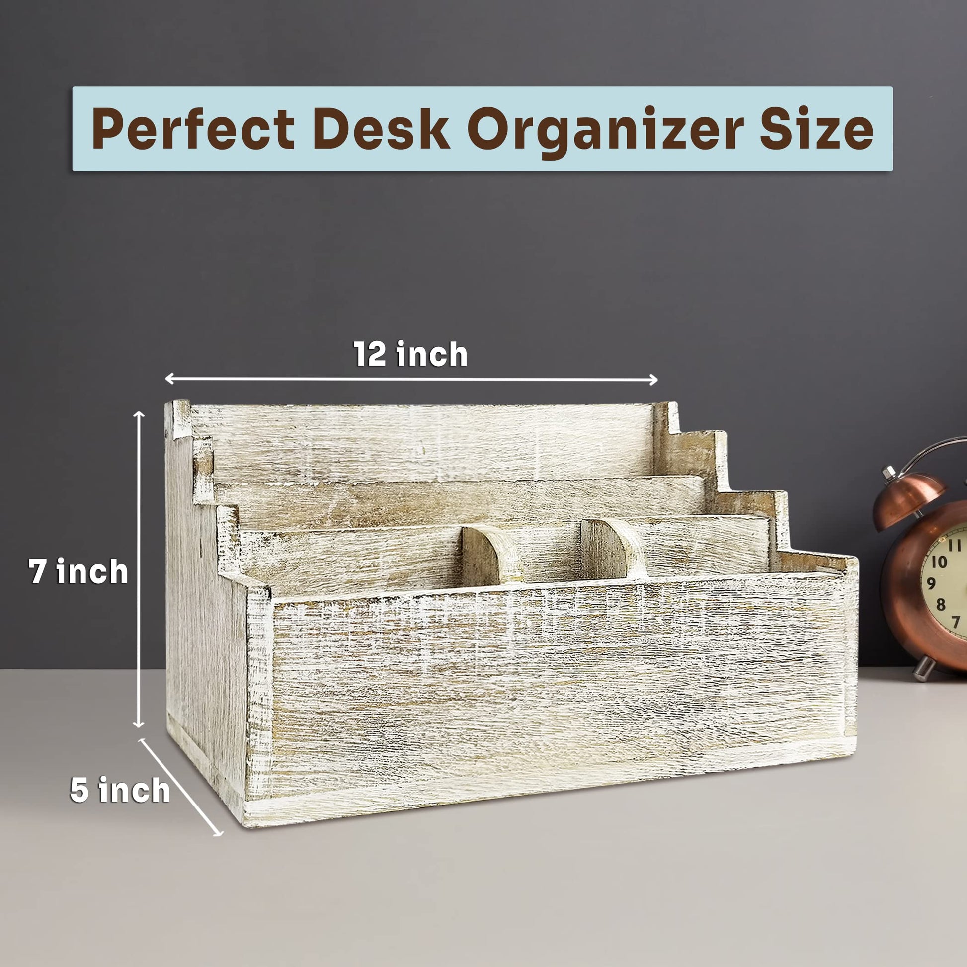 MY VINTAGE FINDS Mail Organizer Countertop Cute Desk Organizer White