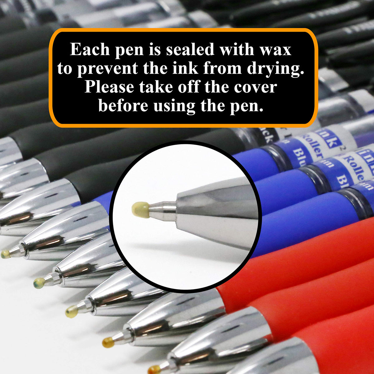 [24 Pens - 3 Colors] Think2 Retractable Gel Pens. (18 Black, 3 Red, 3 Blue) Fine Point (0.5mm)