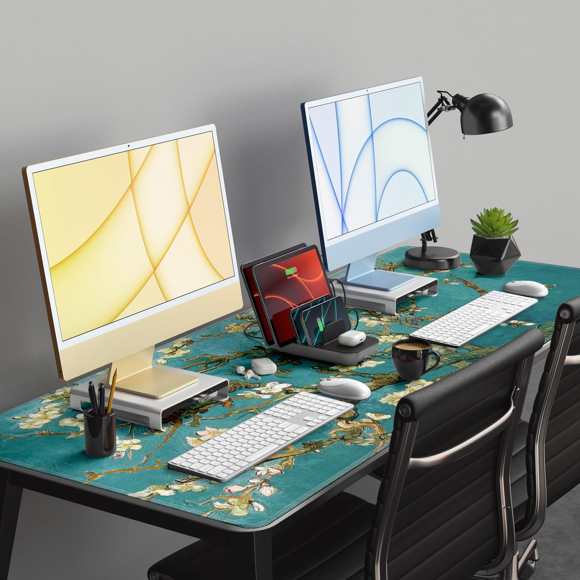 LL-COEUR XXL Landscape Gaming Mouse Pad Computer Keyboard Mat Office Desk Pad (Apricot, 55.1" x