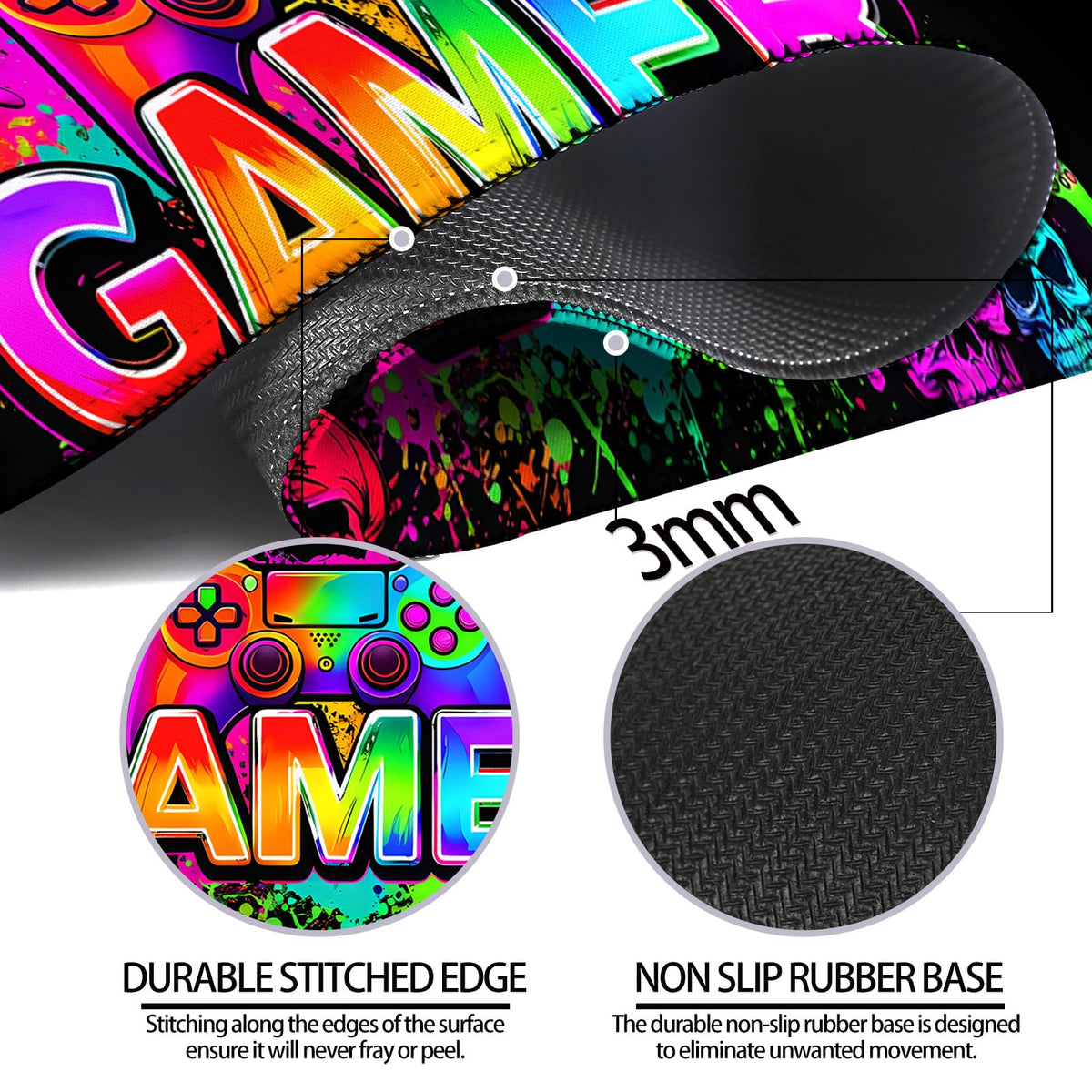 JIANG100 Gaming Desk Mat, XL Extended Mouse Pad, Black