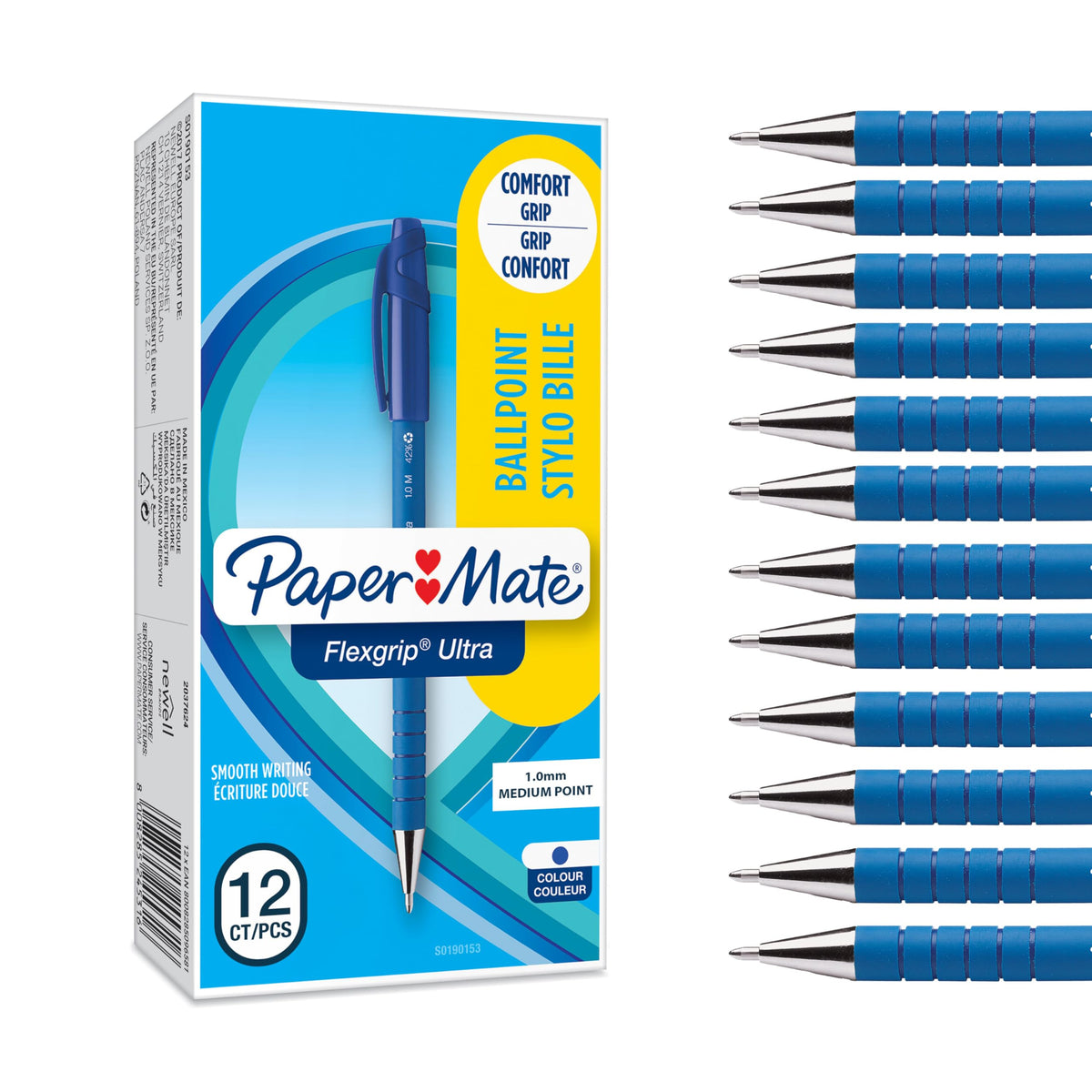 Paper Mate Flexgrip Ultra Ballpoint Pens | Medium Point (1.0mm) | Handwriting Pens & Stationery
