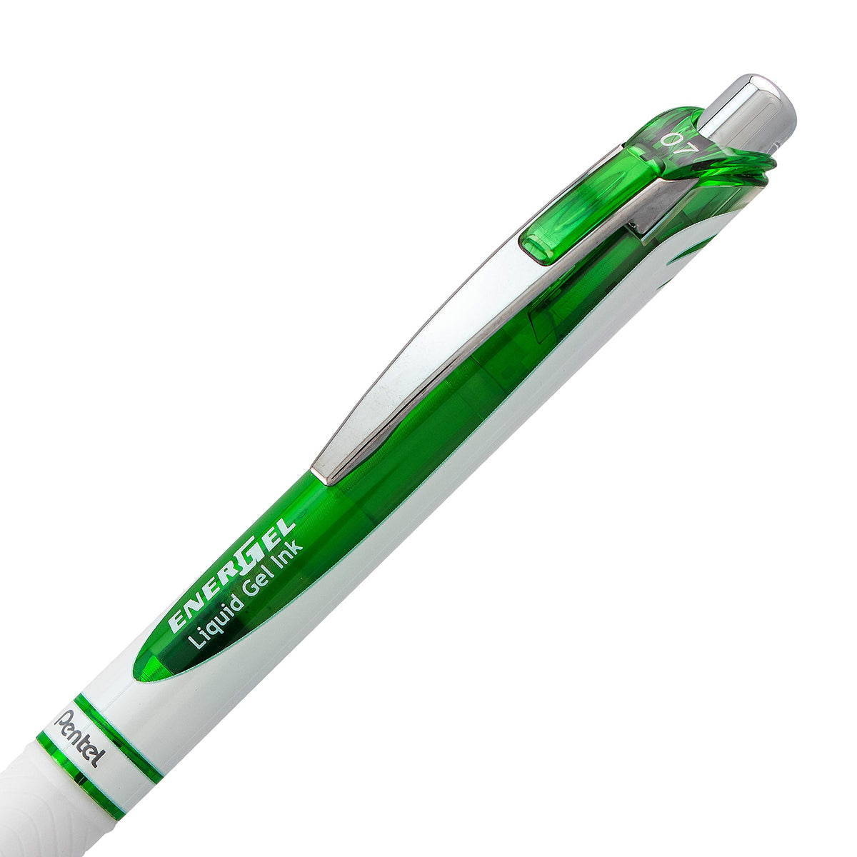 Pentel EnerGel Pearl Retractable Liquid Gel Pen, (0.7mm) Metal Tip, Medium Line, Lime Green Accent