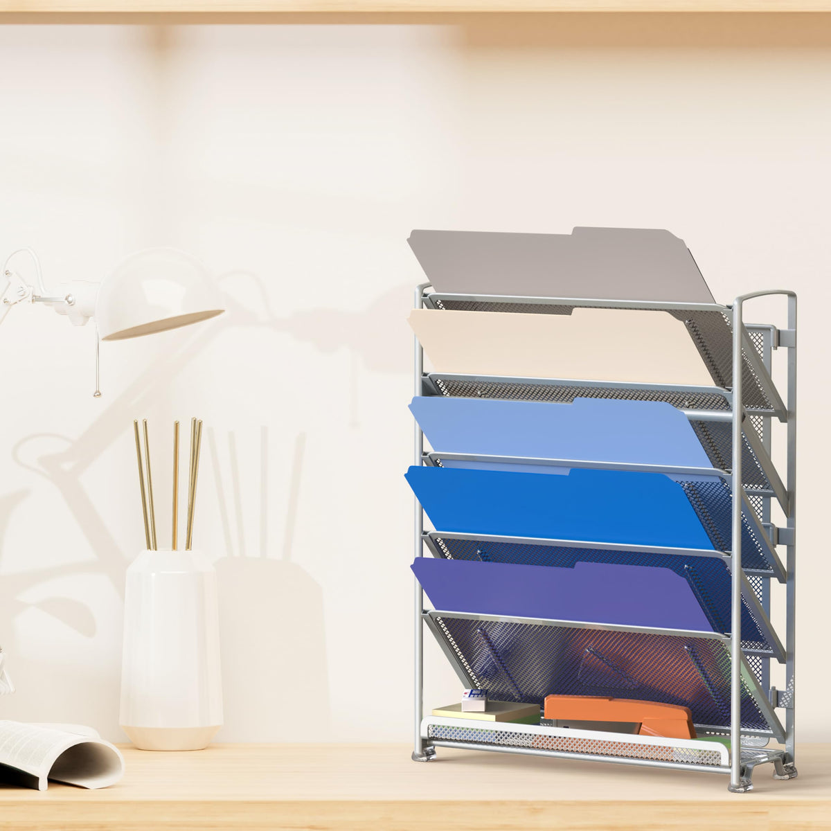 Simple Houseware 6-Tier Wall Mount Document Letter Tray Organizer, Silver