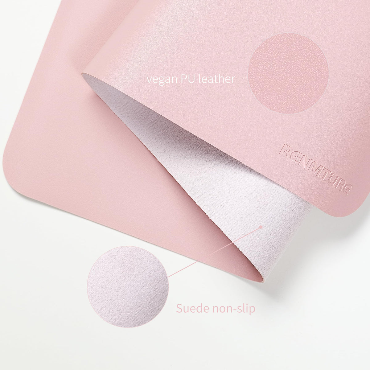 RENMTURE PU Mouse Pad, Faux Leather Large Desk Pad, Home Work Office Accessories, Non-Slip Desk