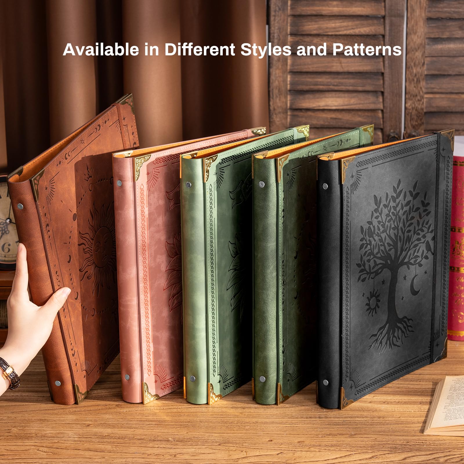 Ovesmusl PU Leather 3 Ring Binder 1 Inch Round Ring Binder Holds 200 Sheets