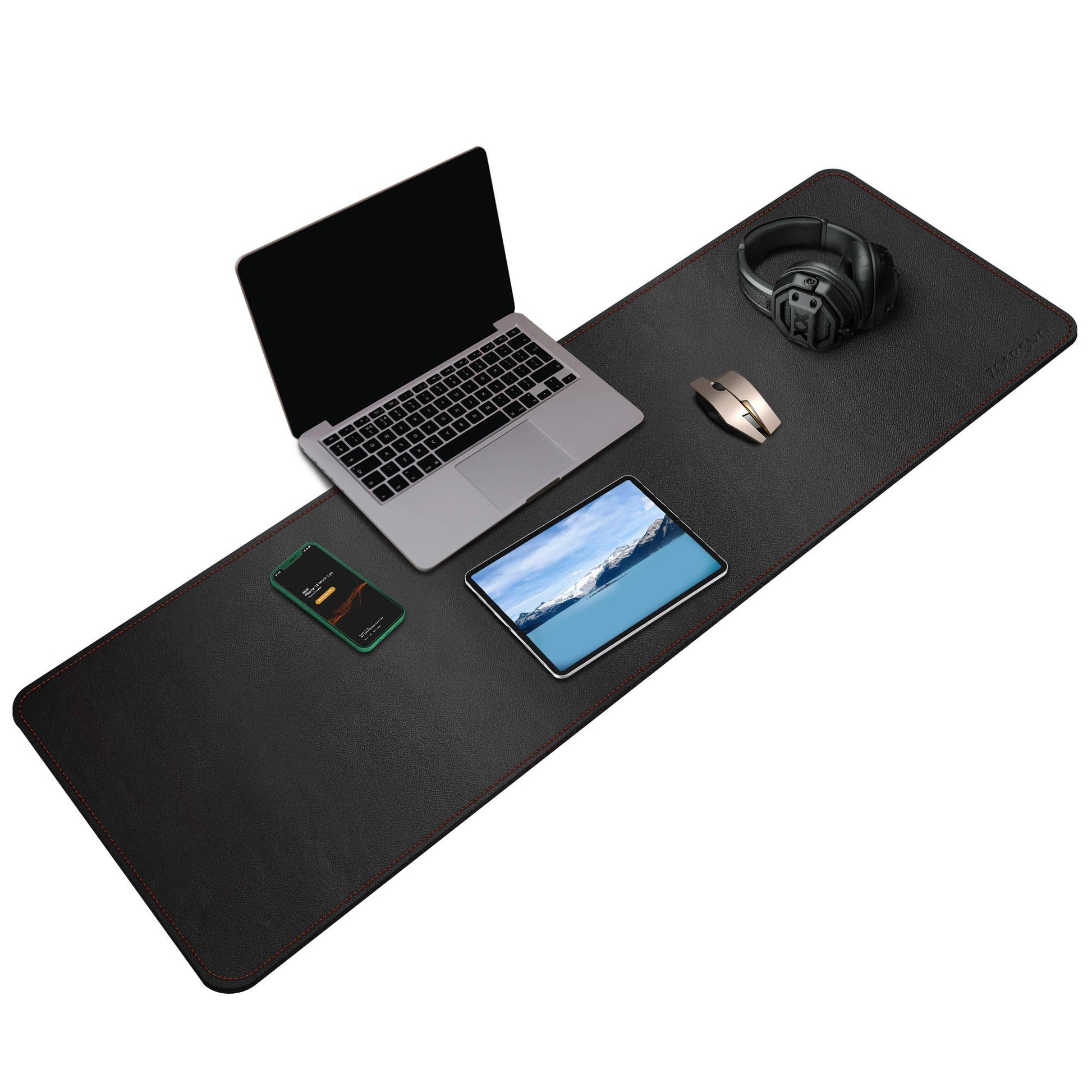 ZORESYN XL Large PU Leather Desk Pad Black, 47.2" x 15.8"