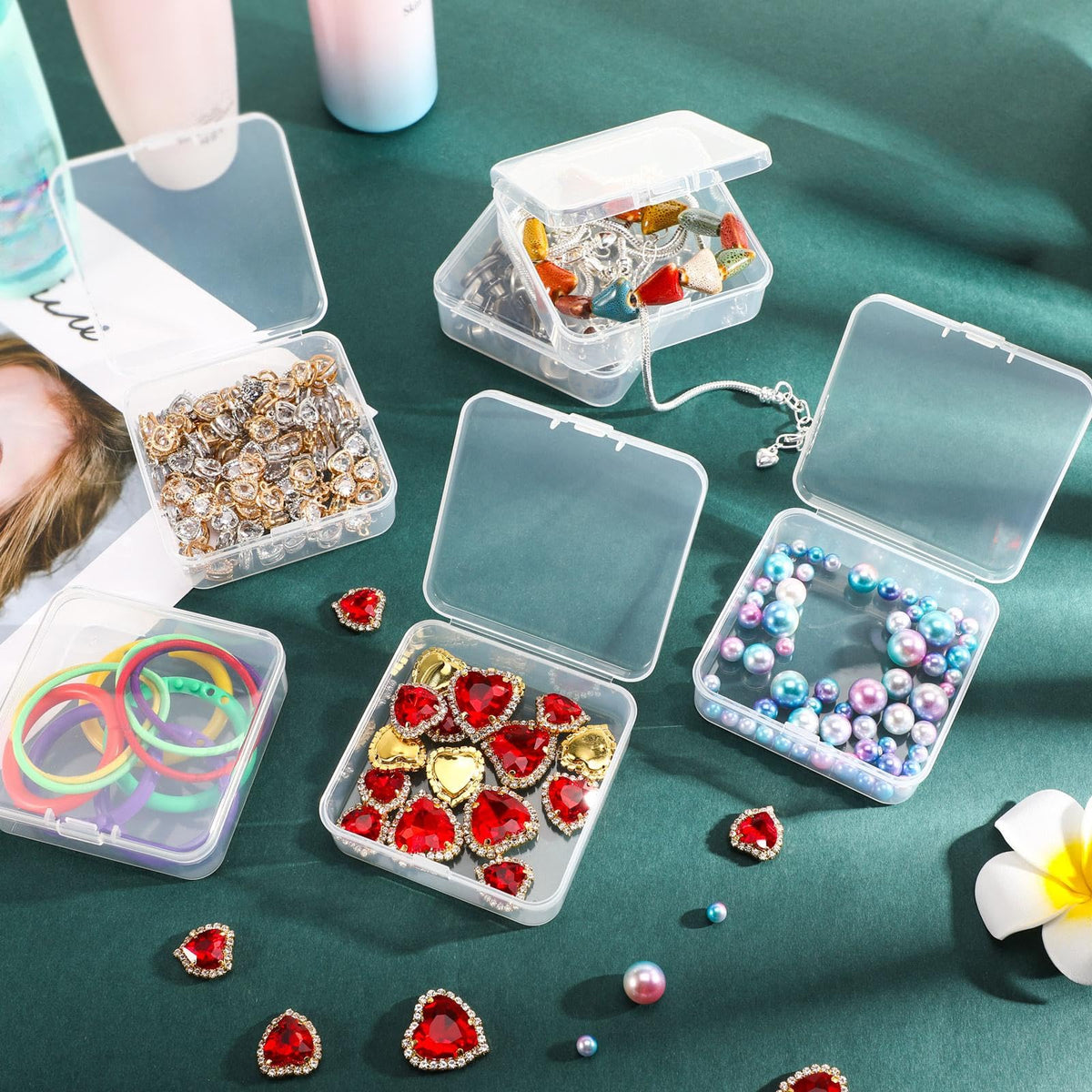 Jetec 30 Pieces Small Clear Plastic Storage Box, 2.1 x 2.1 x 0.8 Inch