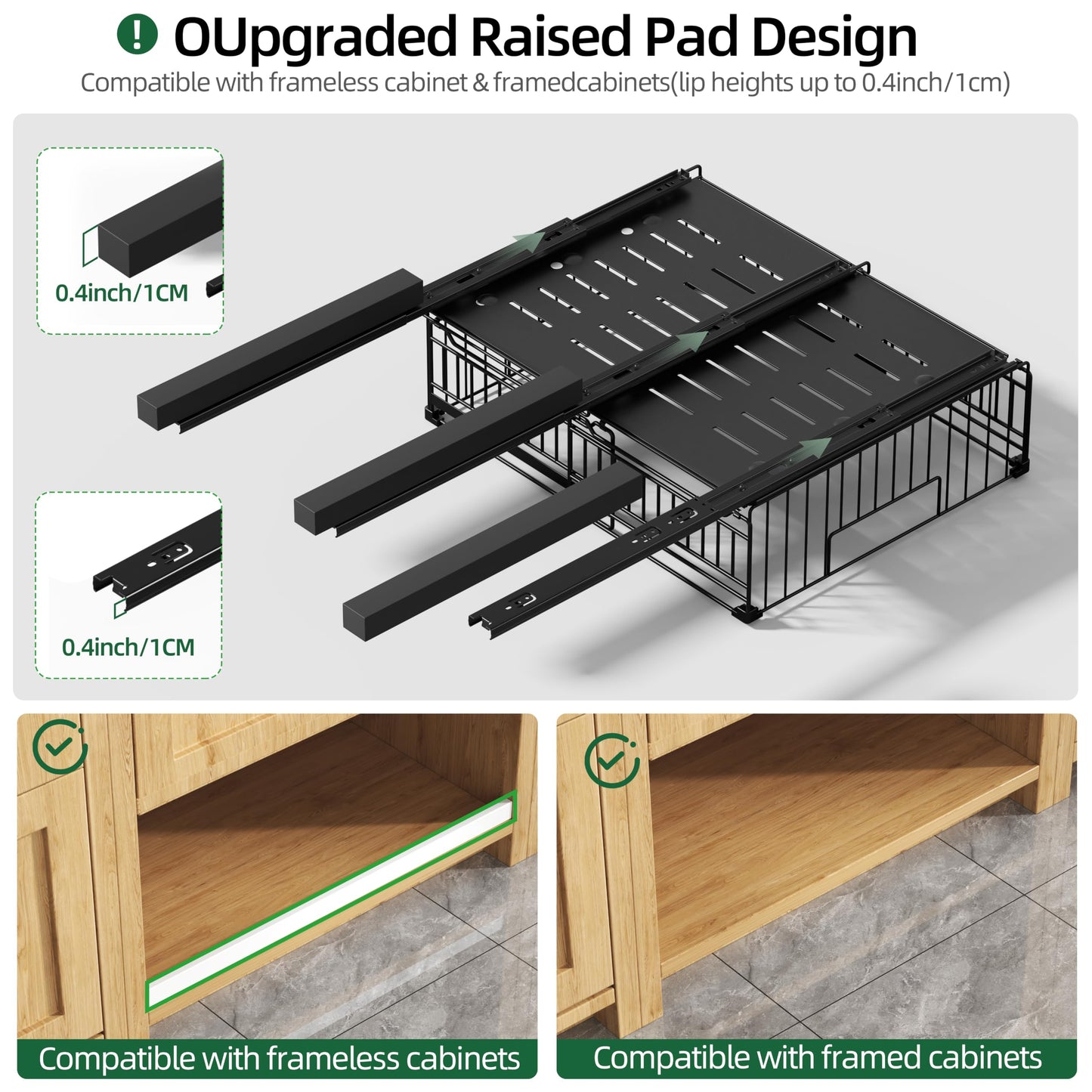 NETEL 1 Pack Expandable Pull Out Cabinet Organizer, 16.5" Deep