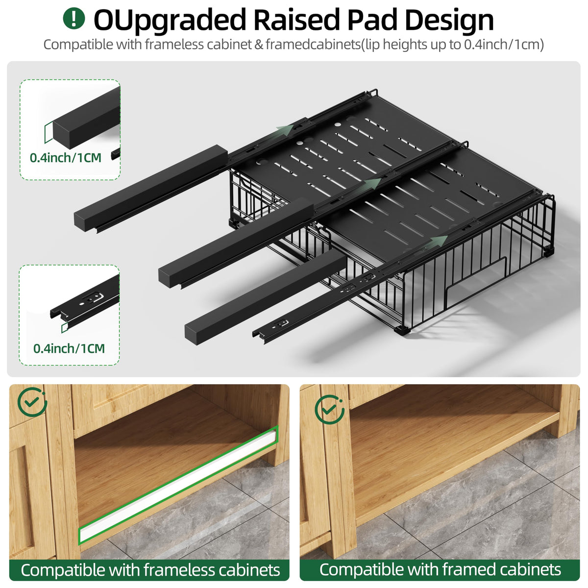 NETEL 1 Pack Expandable Pull Out Cabinet Organizer, 16.5" Deep
