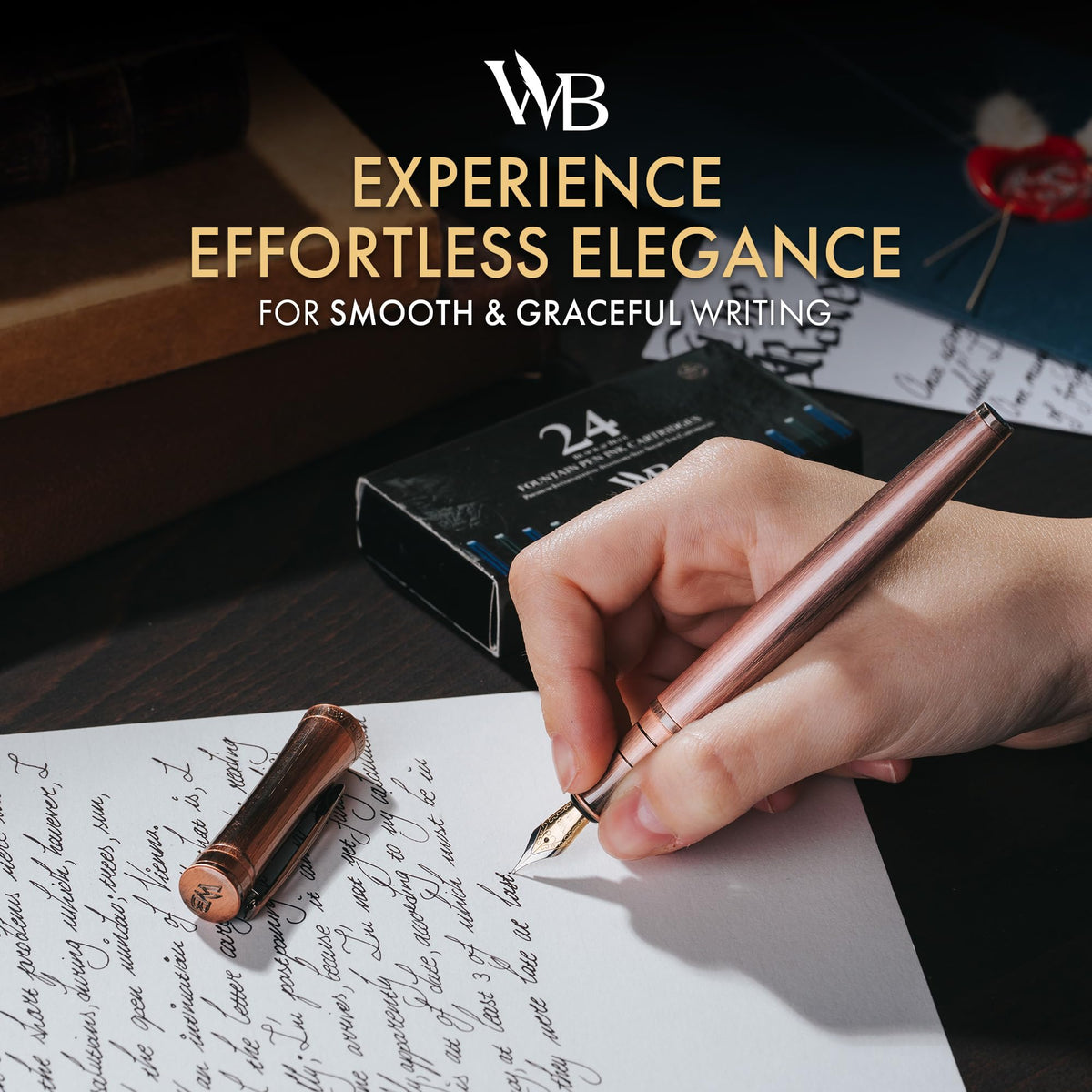 Wordsworth & Black Luxury Fountain Pen Set for Writing, Medium Nib, Copper