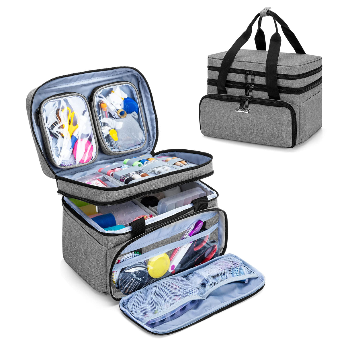 BAFASO Double Layer Sewing Accessories Organizer, Gray