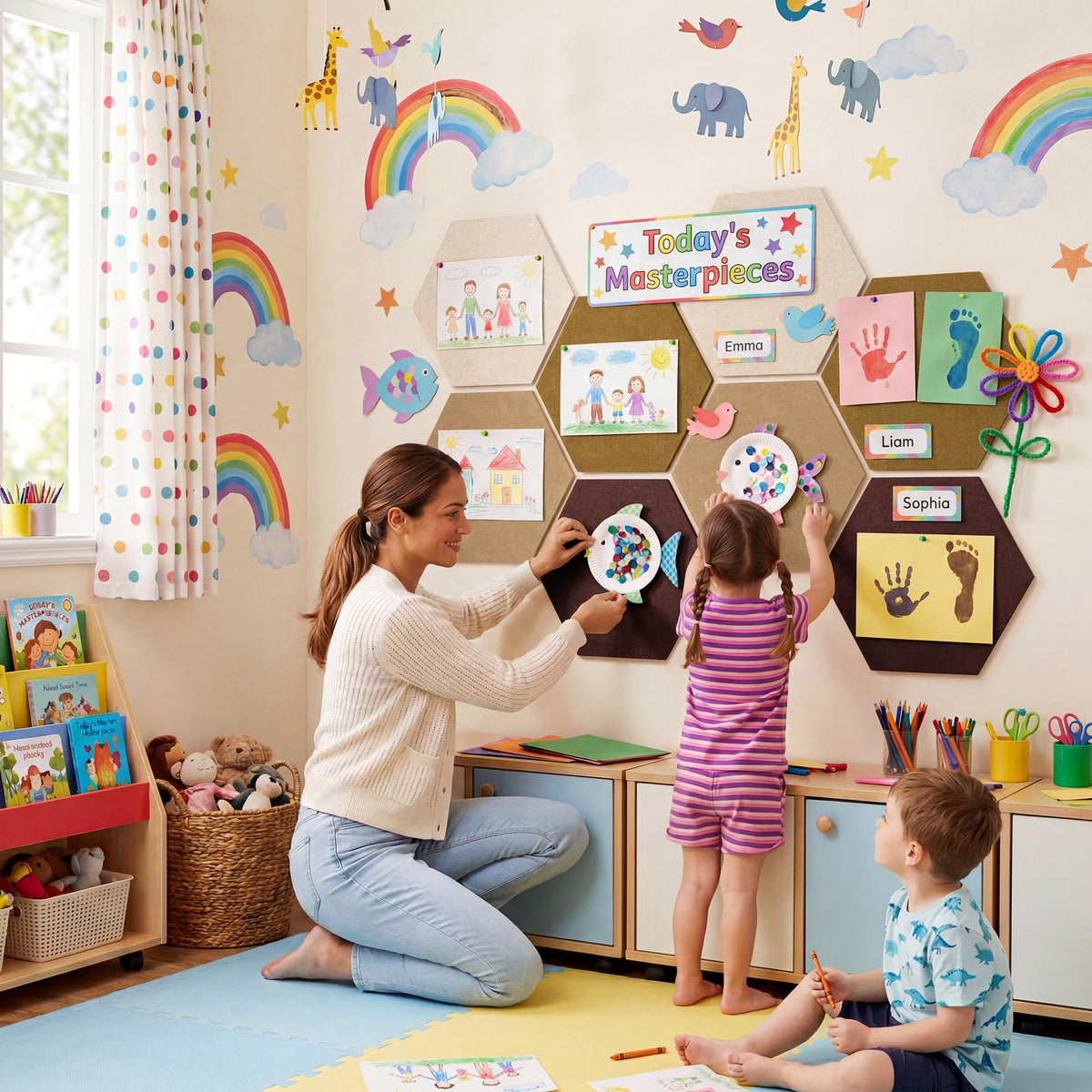 Uoisaiko 8-Pack Hexagon Felt Bulletin Board Tiles, Cork Board Alternative