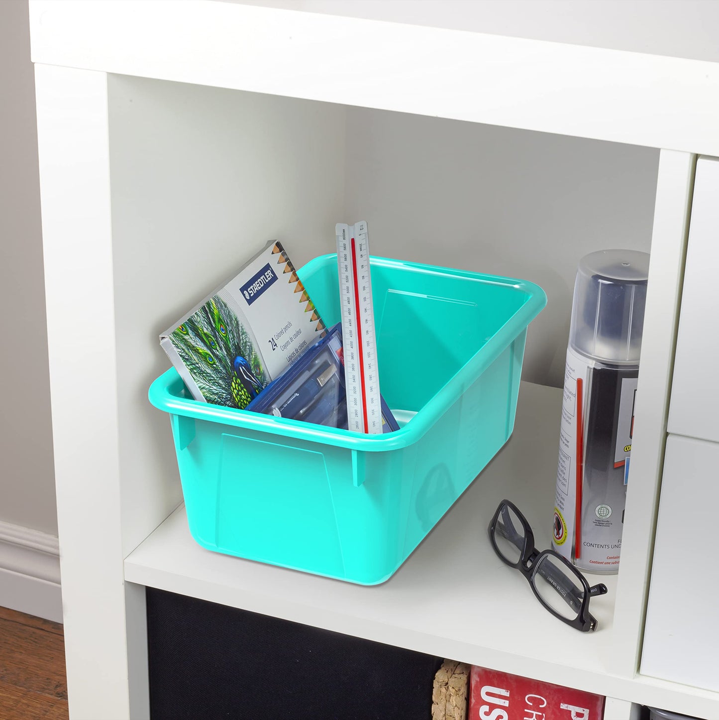Storex Small Cubby Bins – Plastic Storage Containers for Classroom, 12.2 x 7.8 x 5.1 inches, Class