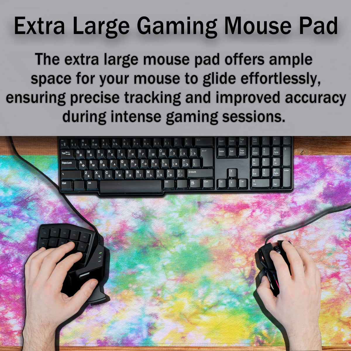 Samgula Desk Mouse Pad Rainbow Mats, XXL Mouse Pads Desk Pad for Women Keyboard Big Mousepads, Long