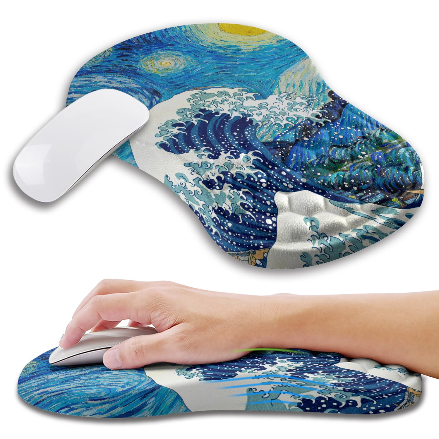 Kuosgm Ergonomic Mouse Pad Wrist Support with Memory Foam Massage Bulge, Carpal Tunnel Pain Relief