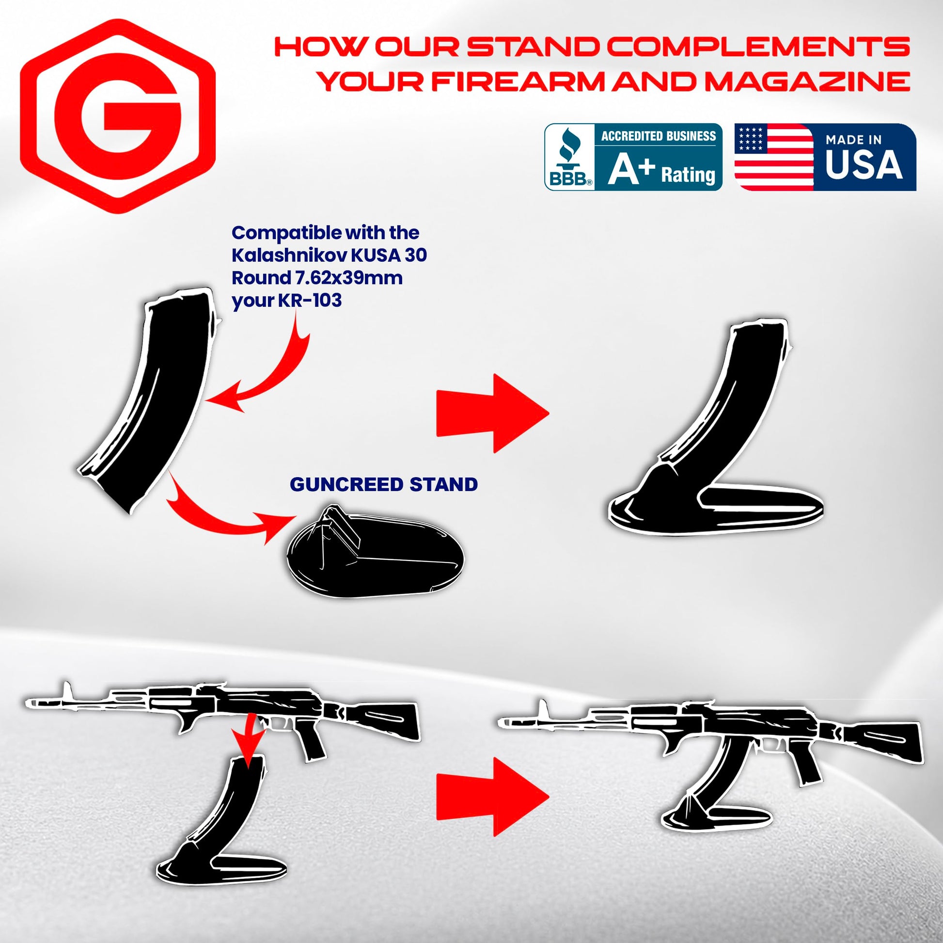 Gun Stand, Pistol Stand, Rifle Stand, Magazine Stand, Handgun Stand, Gun Safe Organizer, Mag Holder