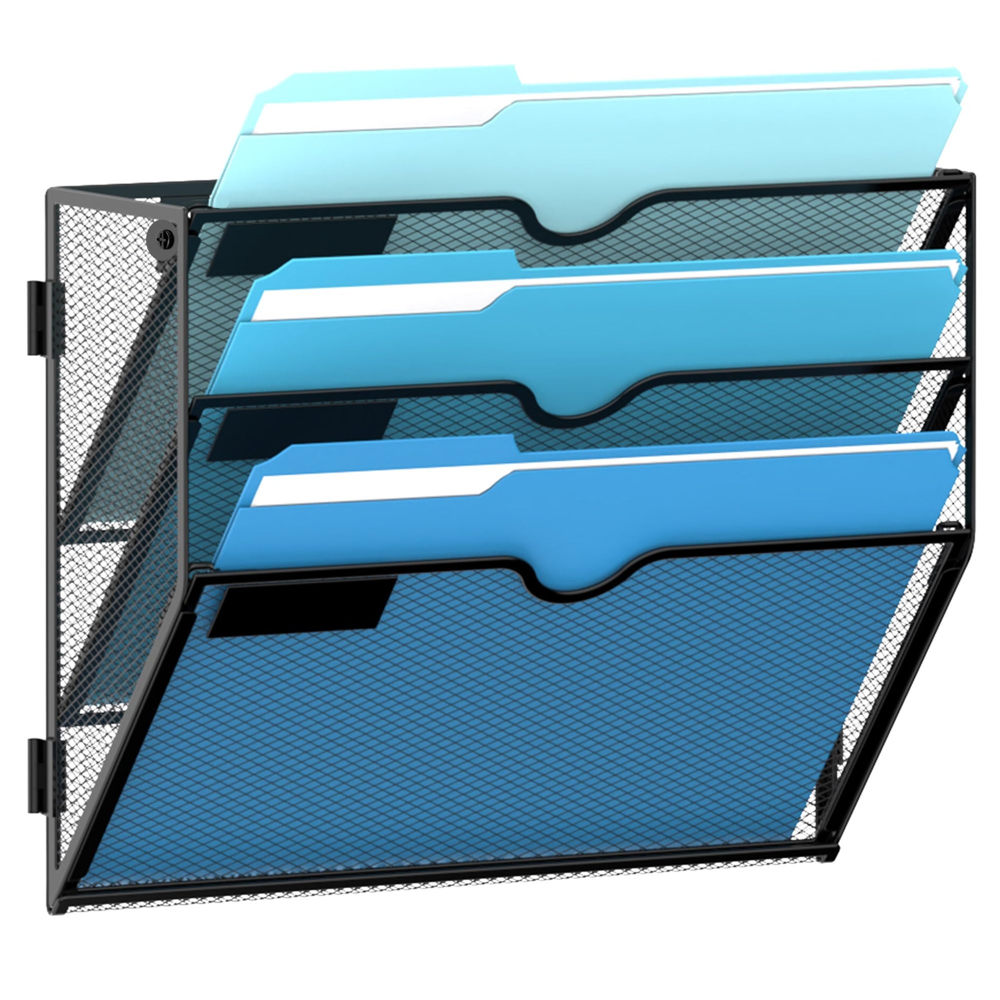 3-Tier Hanging Wall File Organizer with Hooks for Office Organization