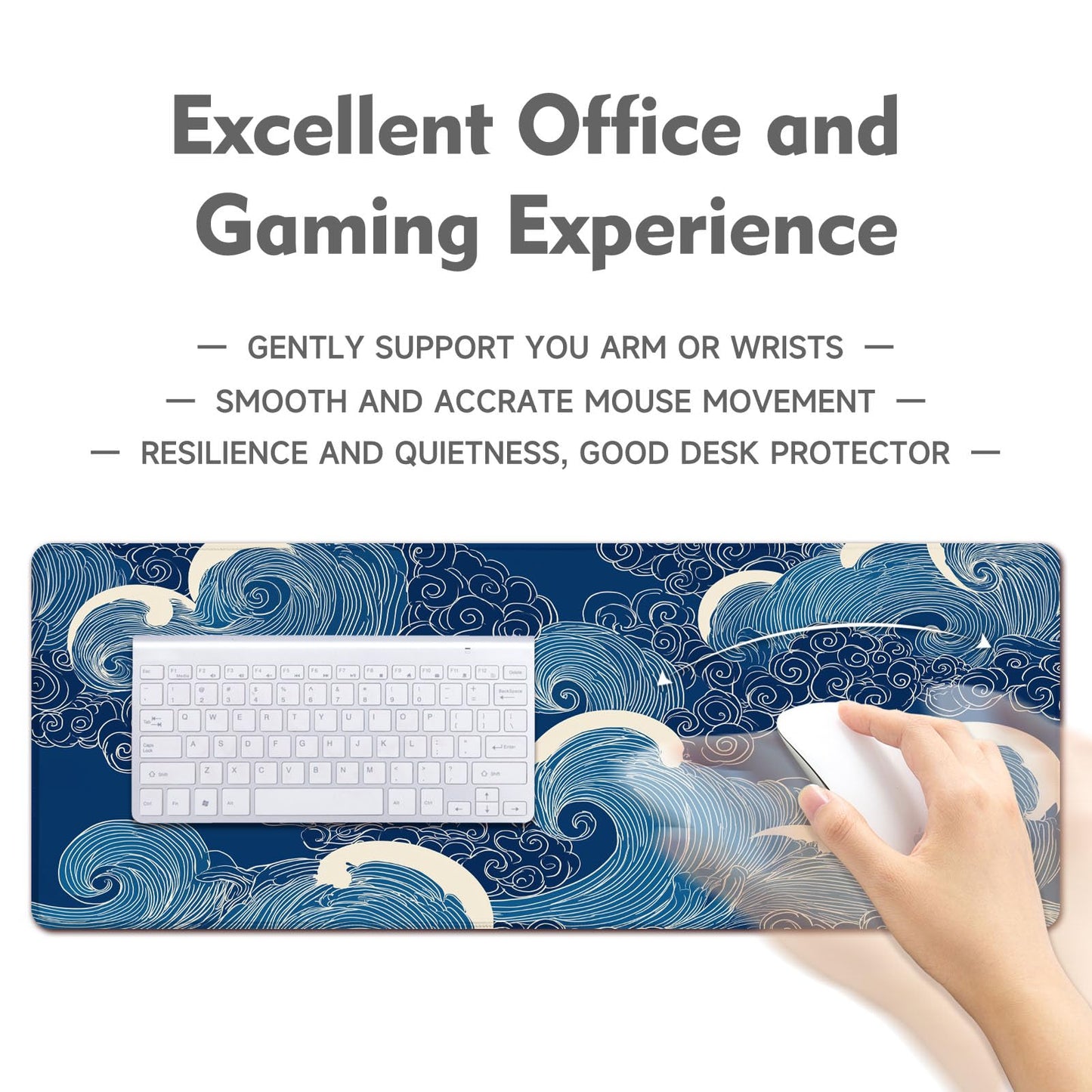 Desk Mat Mouse Pad Gaming Desk Pad XL Large Mouse Mat Office Decor Accessories (Blue B)