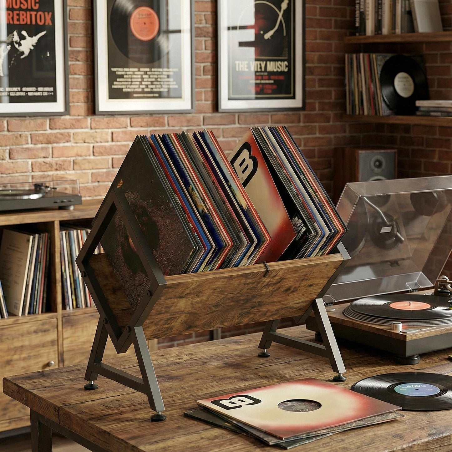 VonDream Vinyl Record Storage Holder, Space-Saving Album Organizer