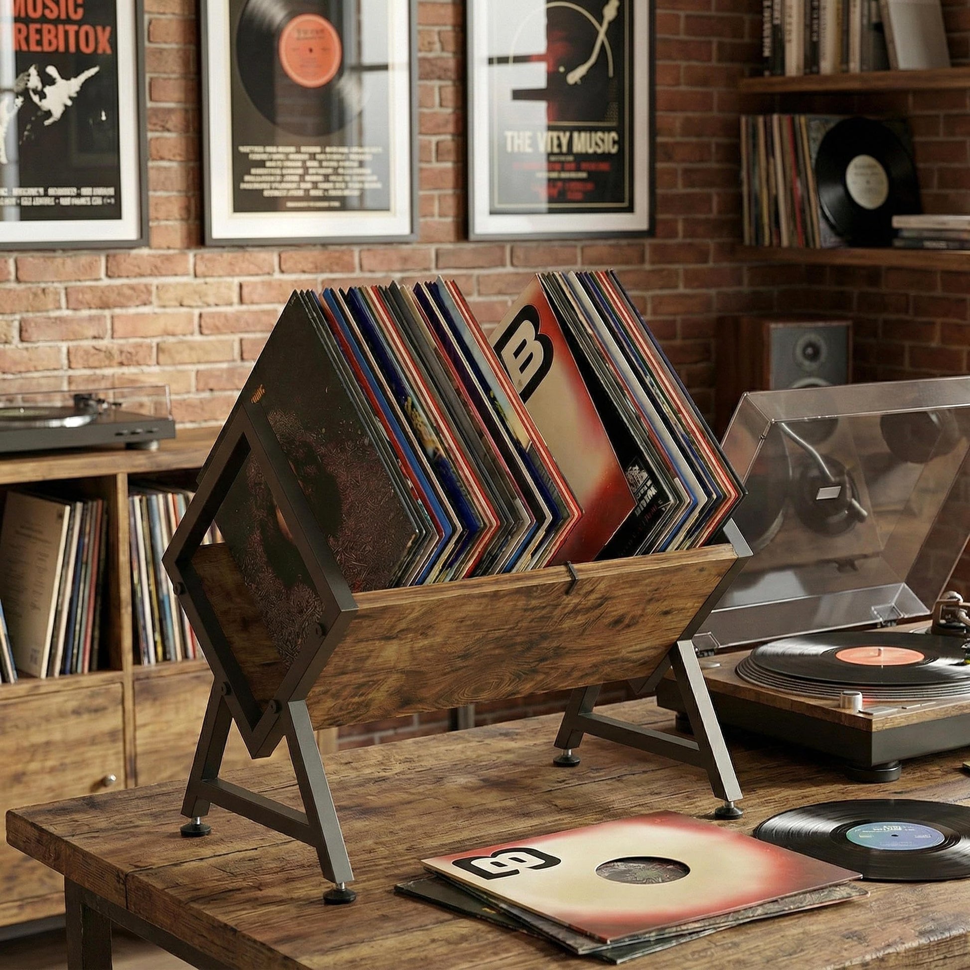 VonDream Vinyl Record Storage Holder, Space-Saving Album Organizer