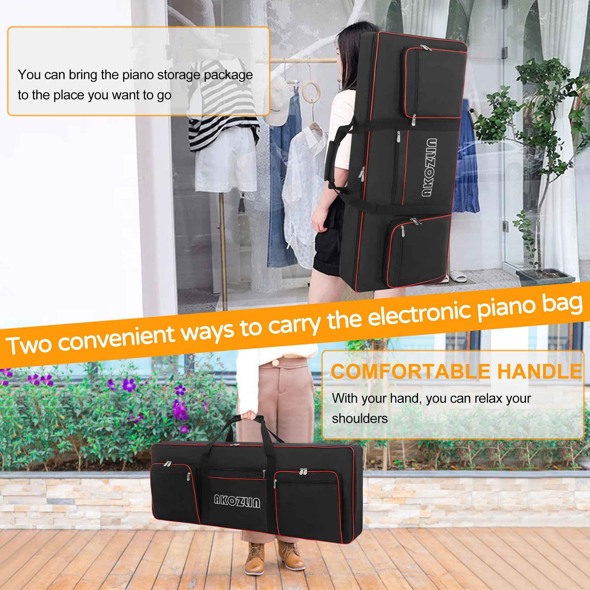 AKOZLIN 49 Key Keyboard Case, Soft Padded Keyboard Gig Bag, Piano Bag
