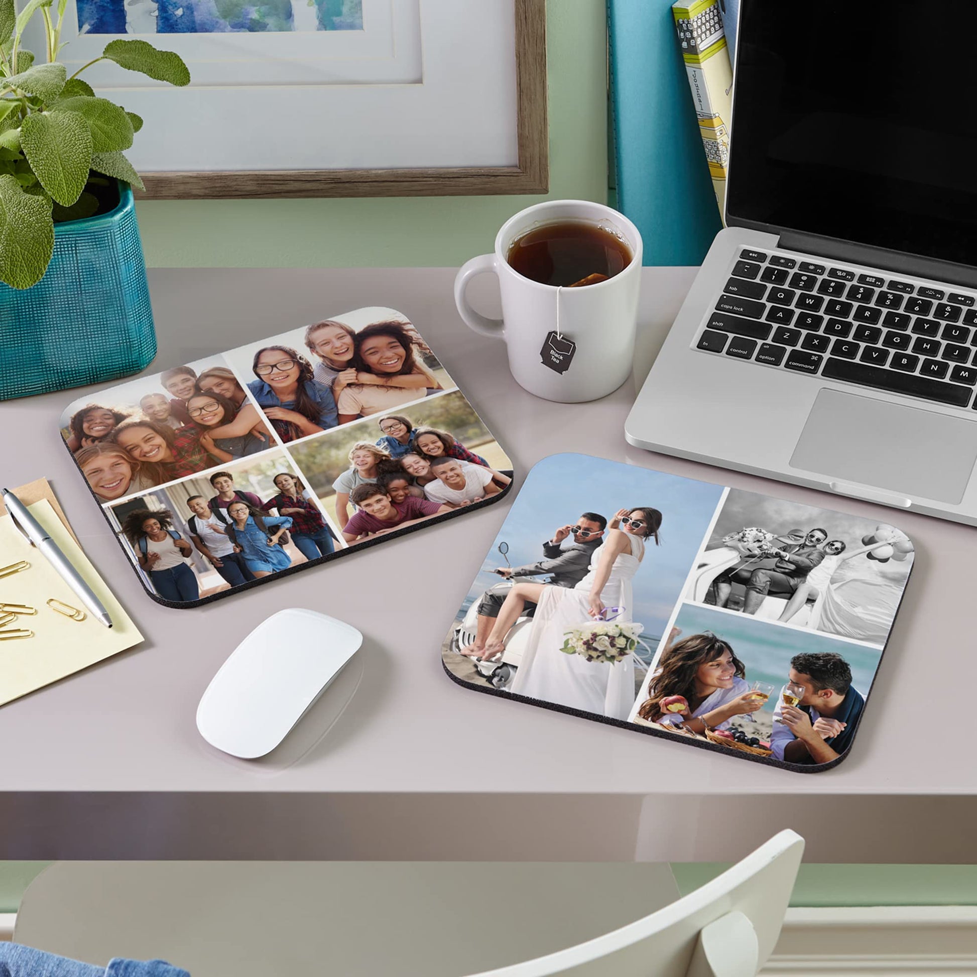 Let's Make Memories Personalized Picture Perfect Photo Tile Mouse Pad-Computer Accessory- 3 Photos