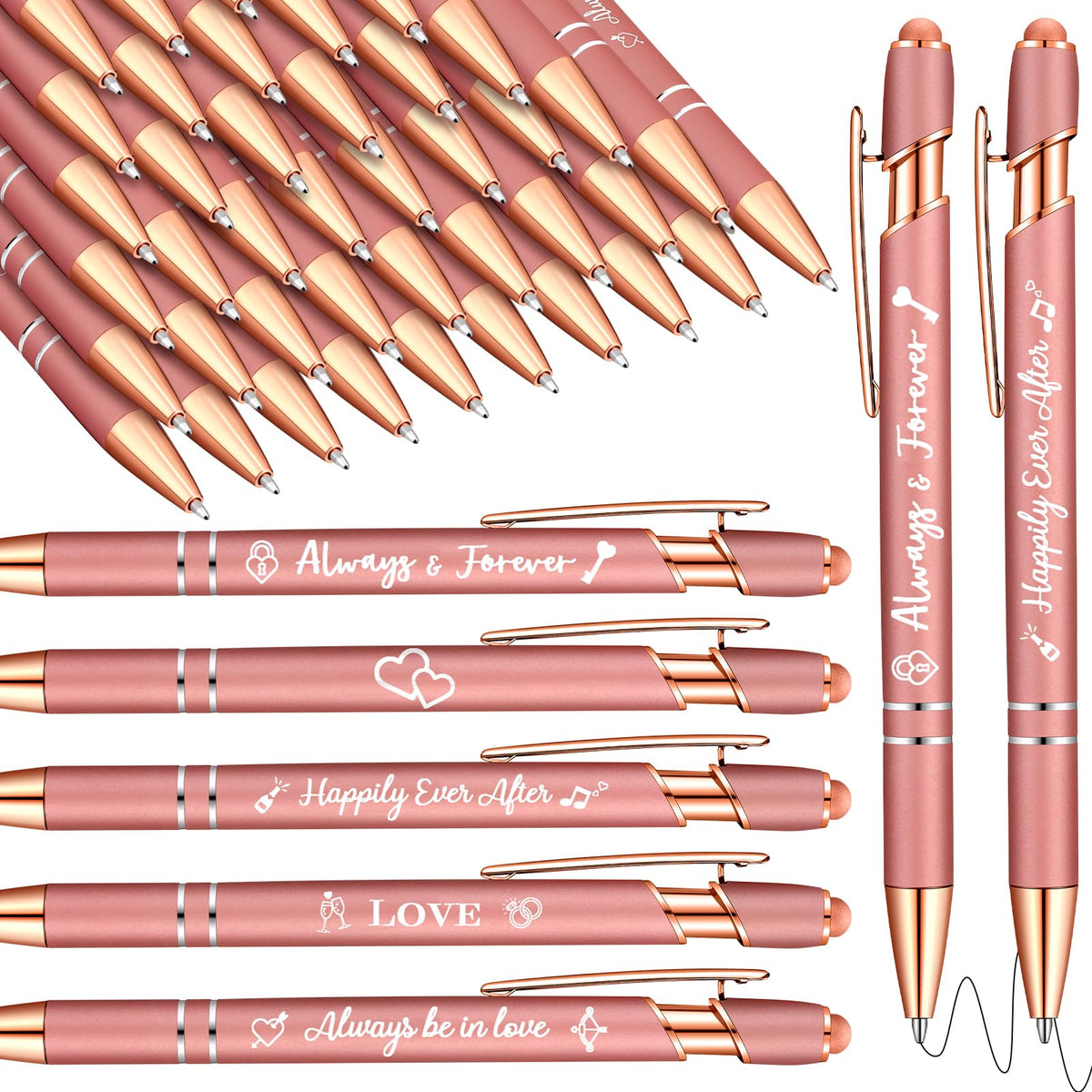 Kisston 36 Pcs Wedding Pen Bulk Bridal Shower Bachelorette Favor, Rose Gold