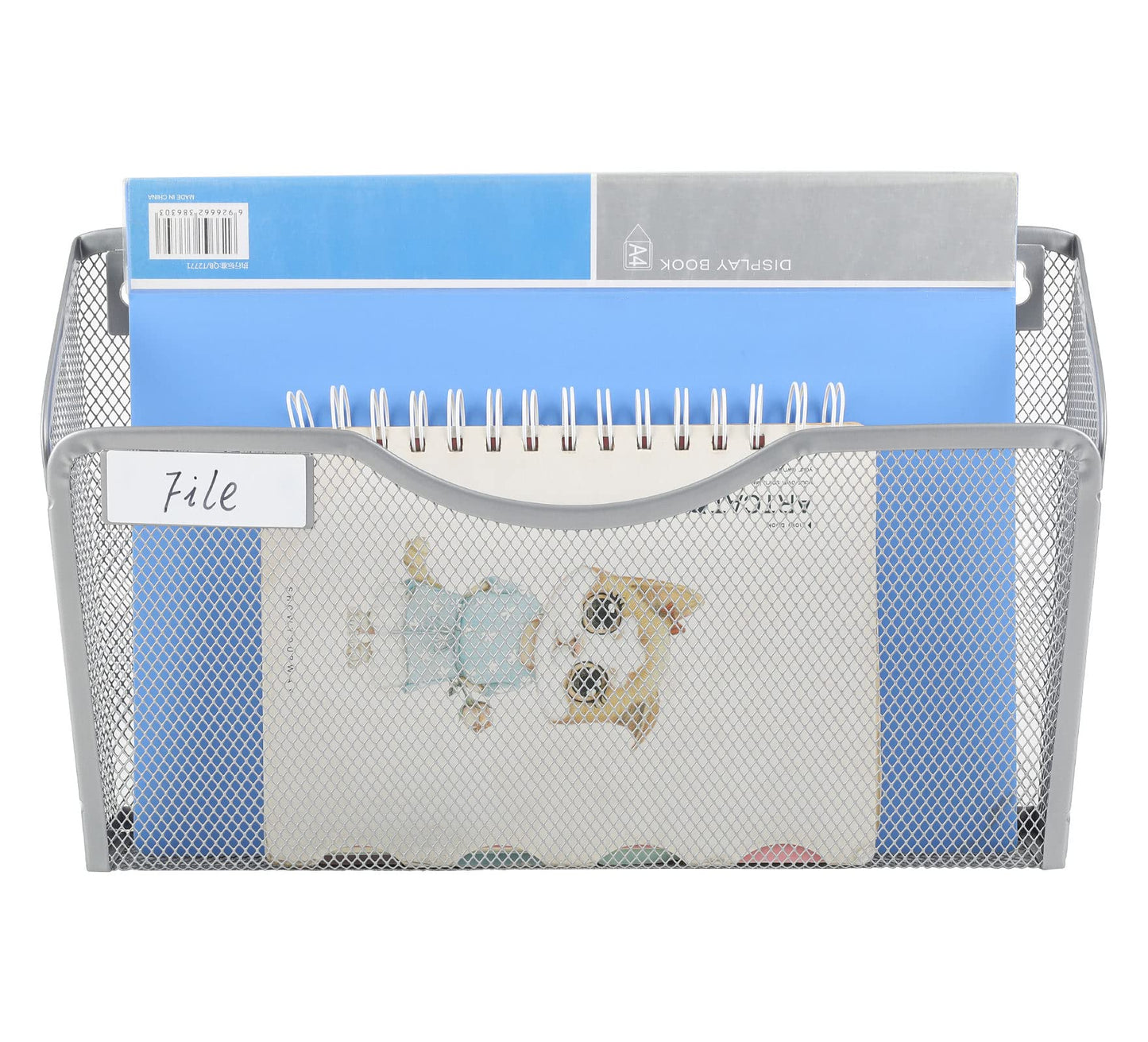 EasyPAG 3 Pack Wall File Organizer with Label Panel, Metal Mesh Hanging File Folder Holder for