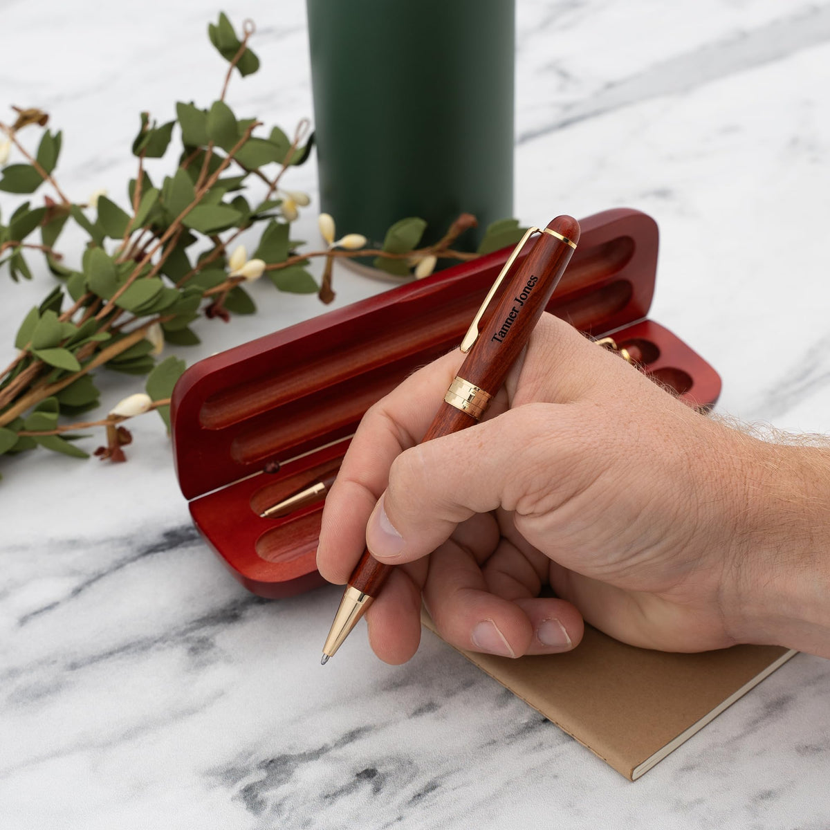 Dayspring Pens Personalized Rosewood Ballpoint Pen & Pencil with Wood Case